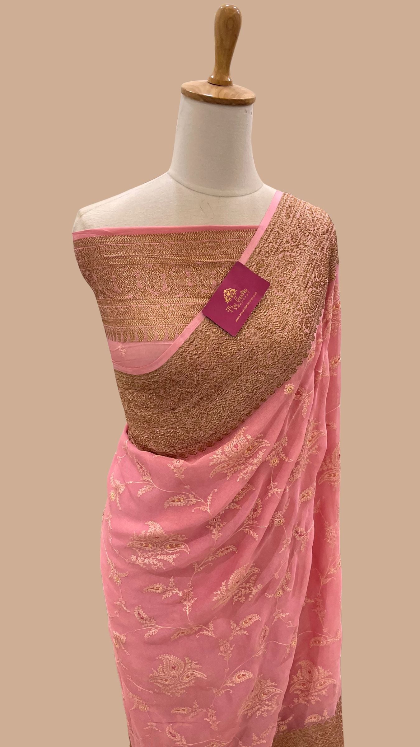 Pure Khaddi Georgette Banarasi Saree with Chikankari All Over