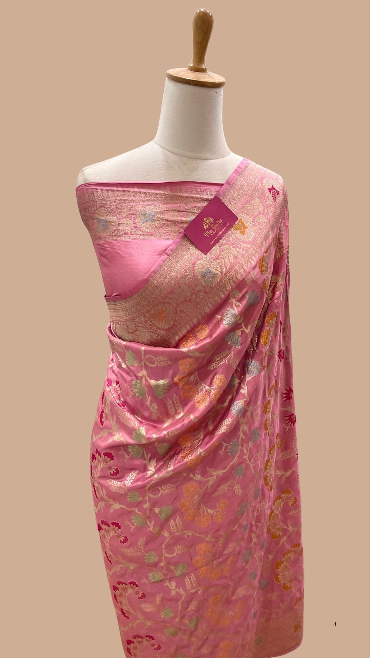 Pure Katan Silk Handloom Banarasi Saree - Jaal Work with Meenakari