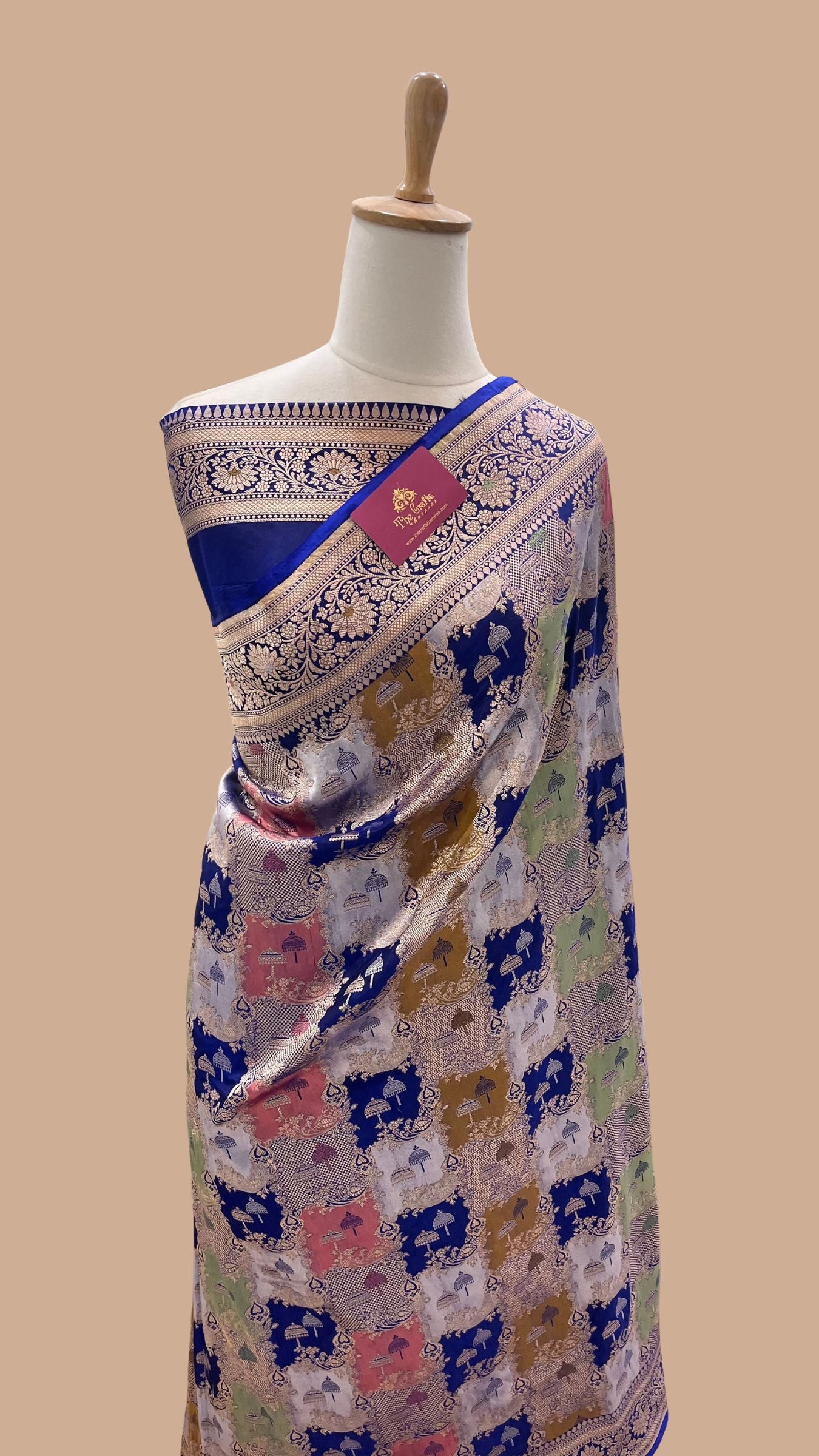 Rangkat Pure Katan Silk Handloom Banarasi Saree - Jaal with meenakari