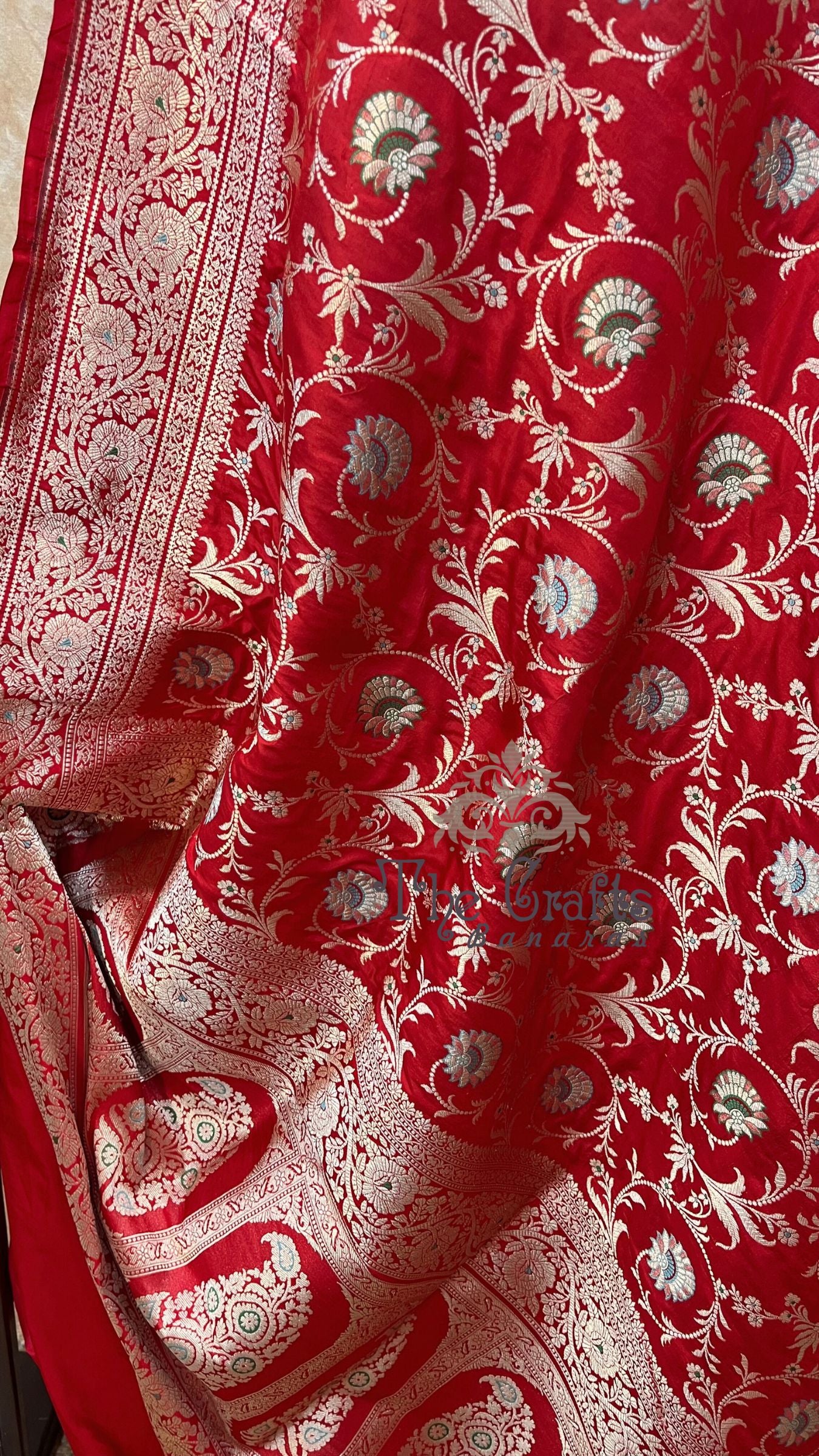 Pure Katan Silk Handloom Banarasi Saree - All over Meenakari Jaal work