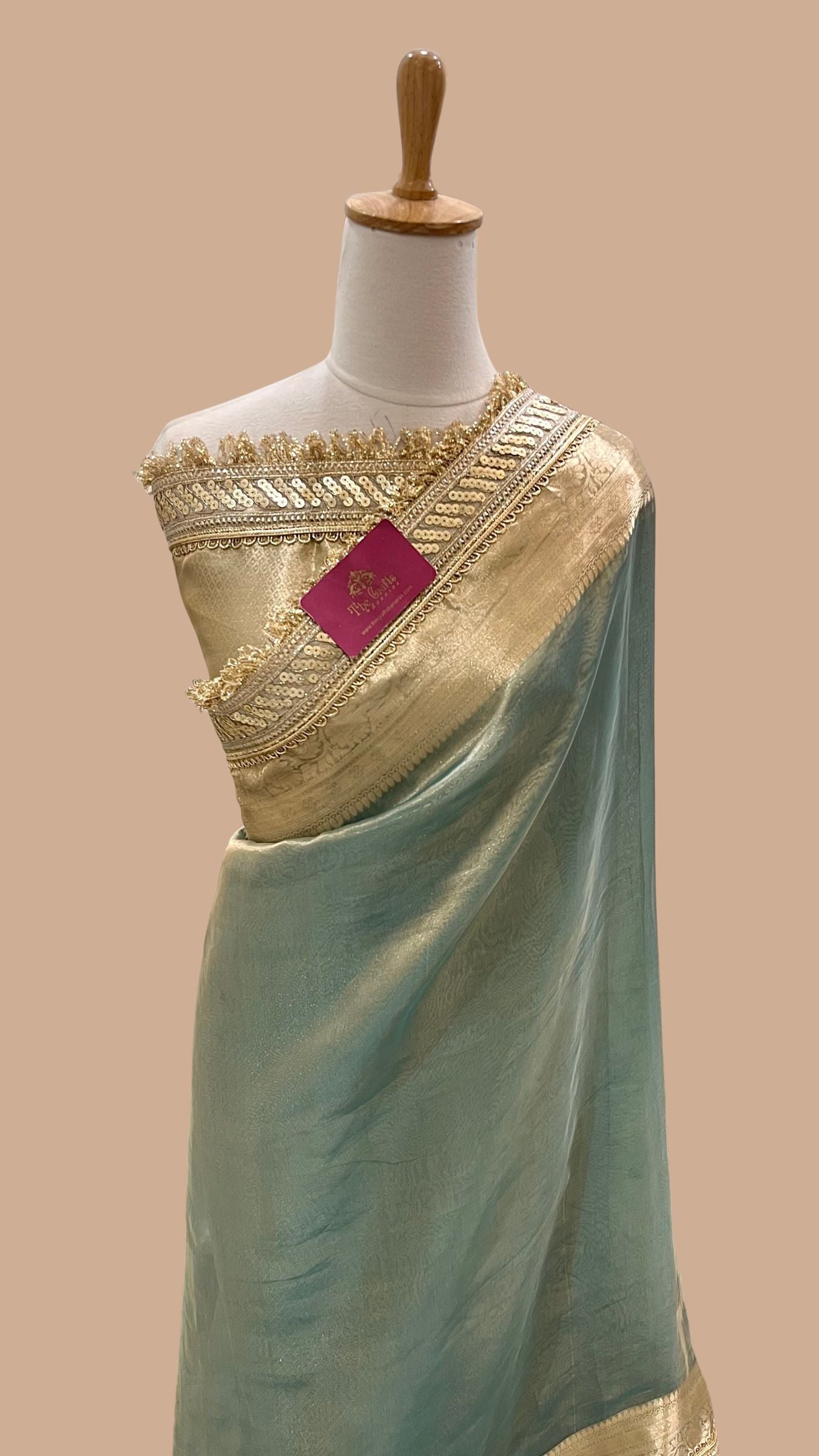 Pure Tissue Silk Handloom Banarasi Saree - with Lace Border