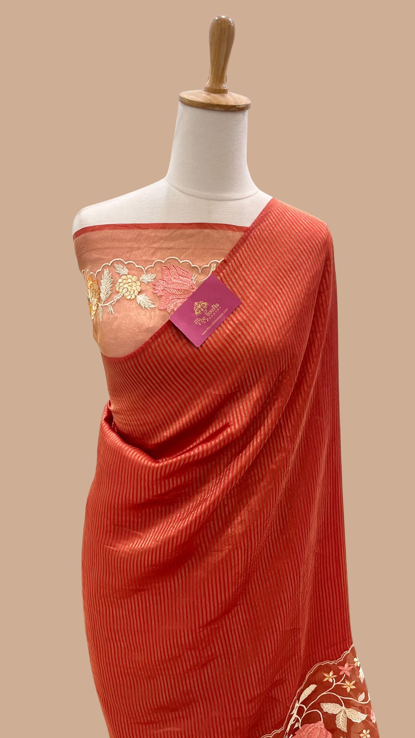 Pure Tissue Silk Banarasi Saree - with Chikankari Border
