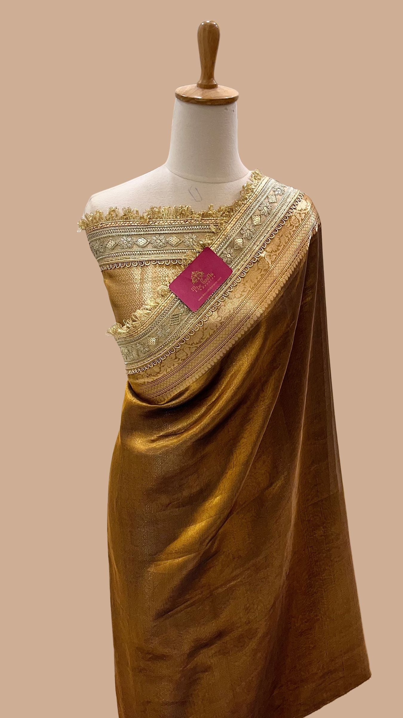 Pure Tissue Silk Handloom Banarasi Saree - with Lace Border