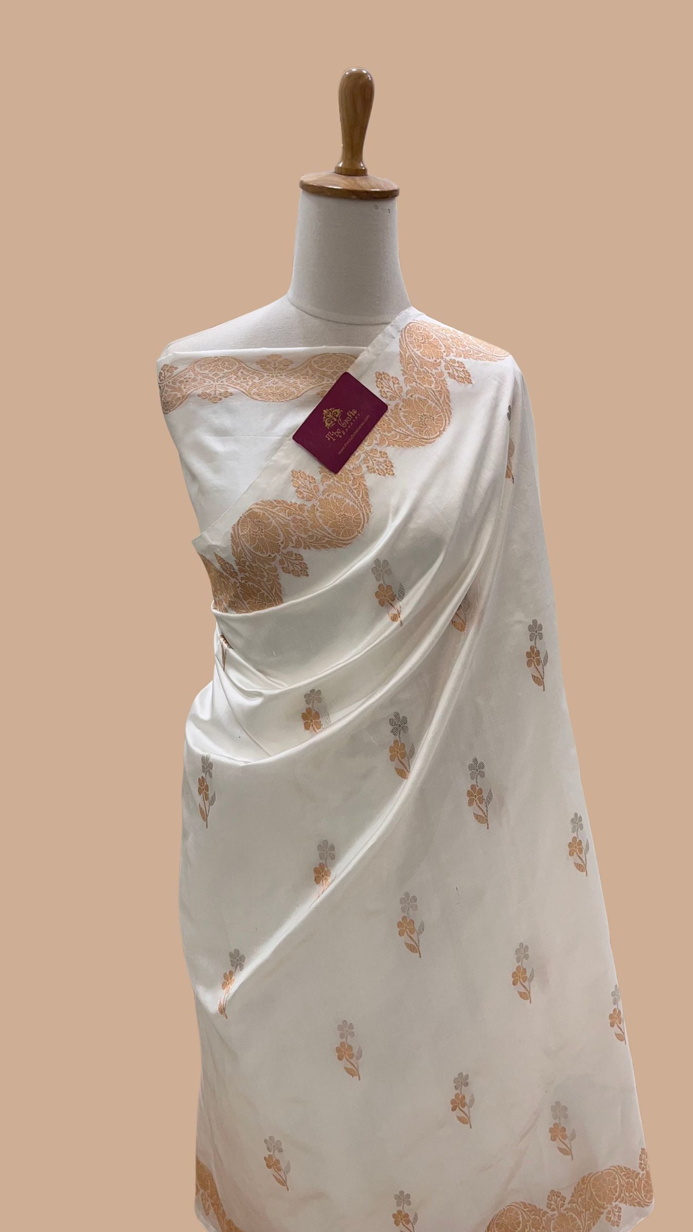Pure Mango Silk Handloom Banarasi Saree - With Sona Roopa Motifs