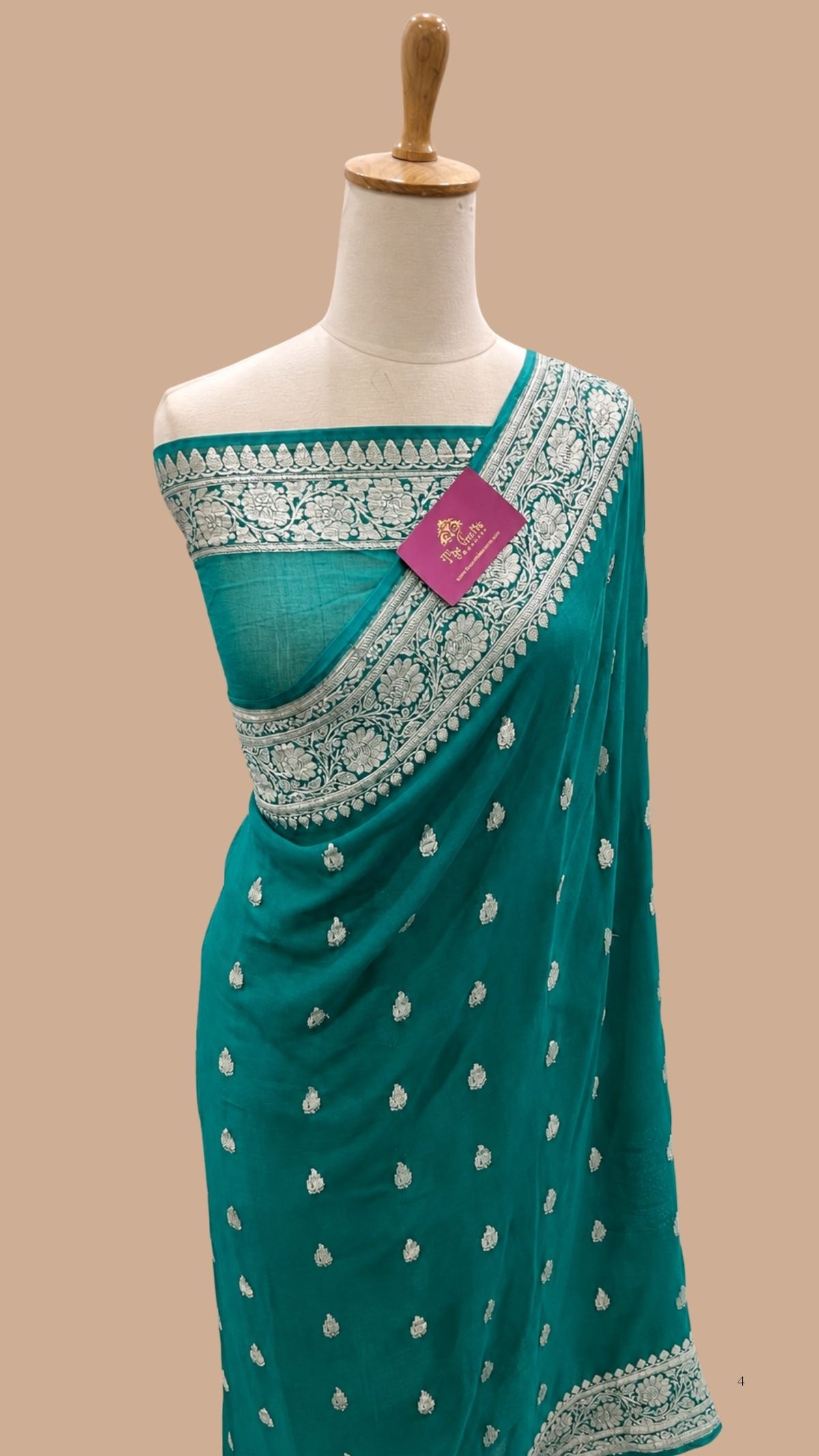 Pure Georgette Banarasi Saree - Silver Zari