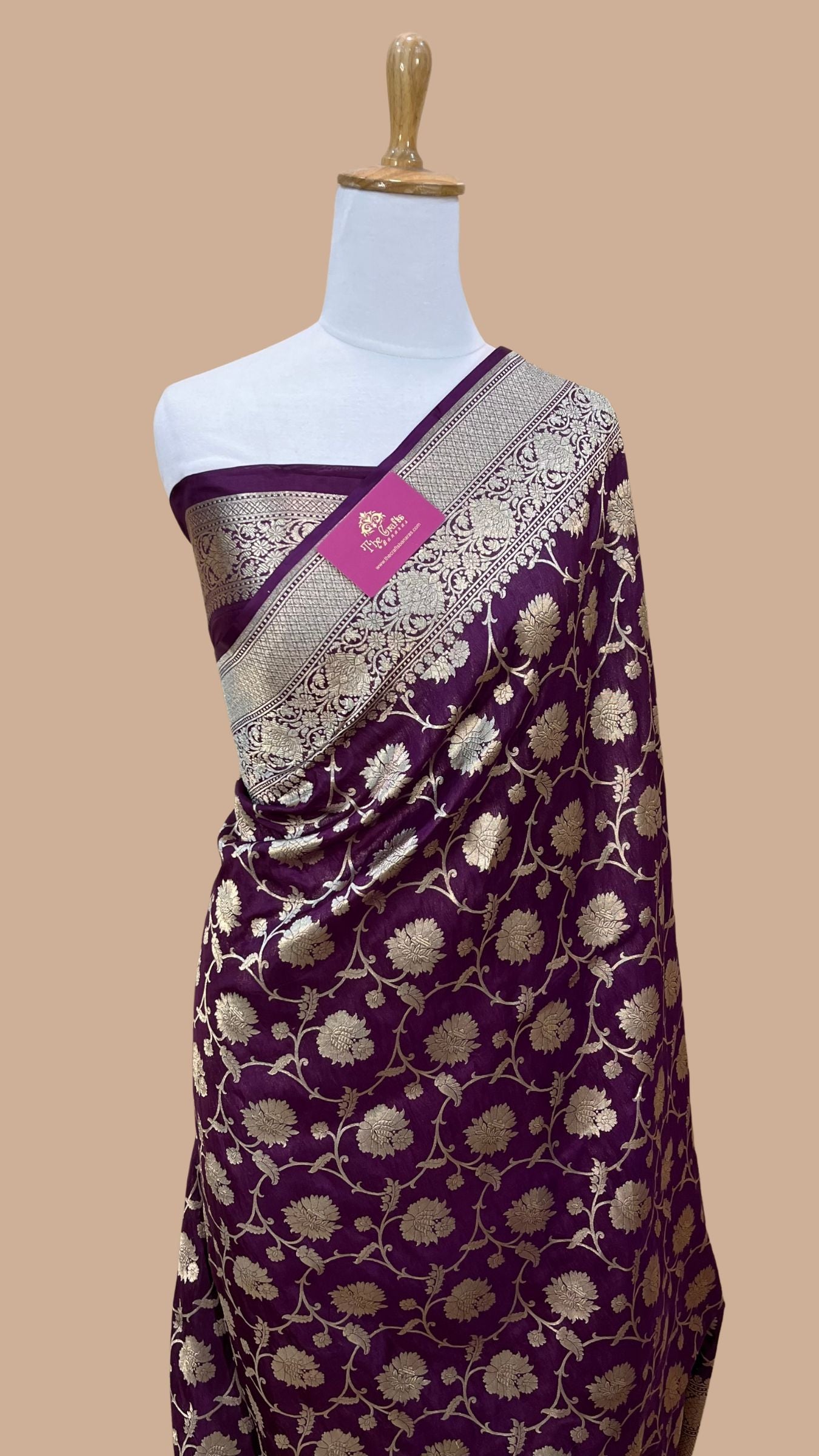 Pure Katan Silk Handloom Banarasi Saree - Jaal work