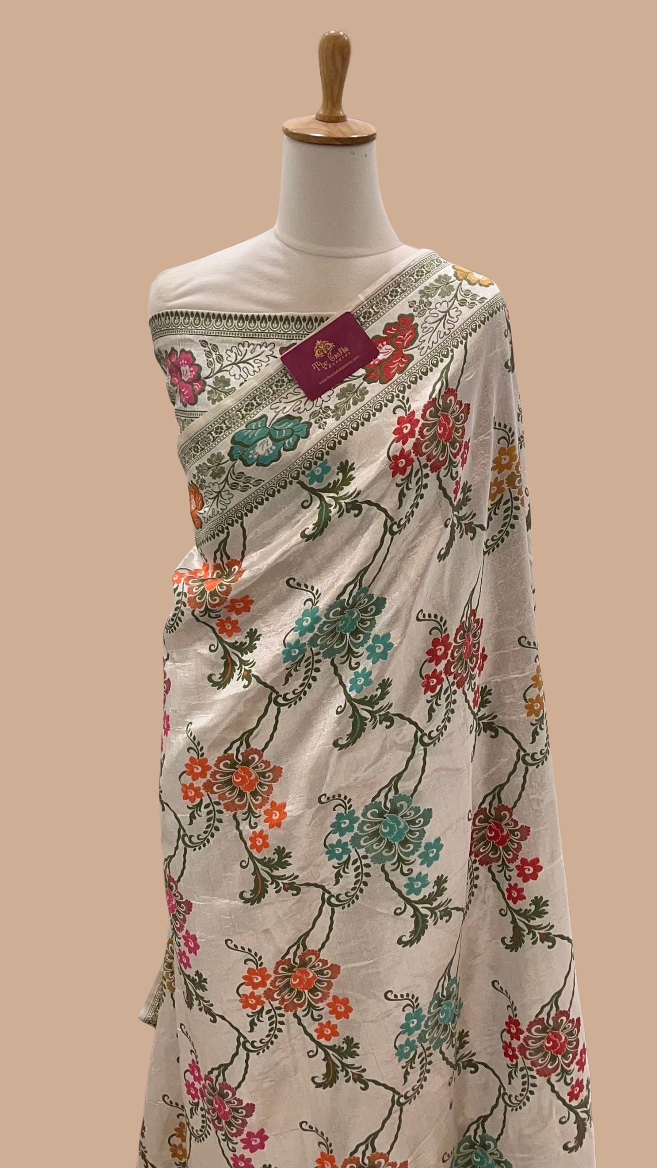 Tussar Georgette Handloom Banarasi Saree - Meenakari