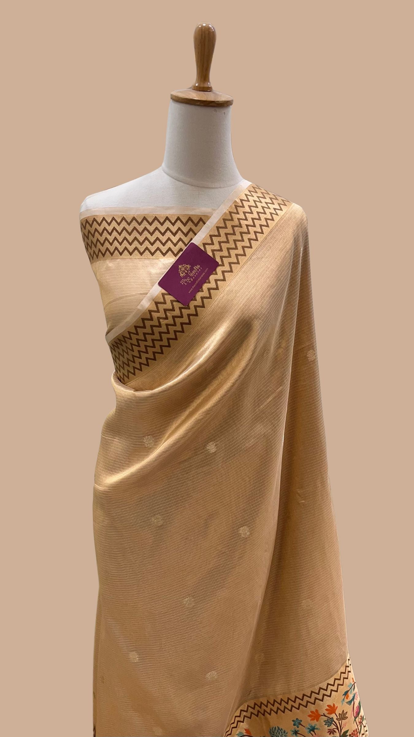 Pure Zari Kota Tissue Silk Handloom  Banarasi Saree - Meenakari