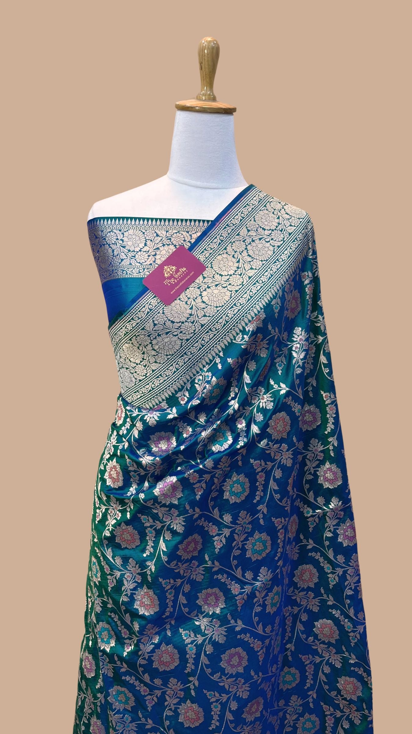 Pure Katan Silk Handloom Banarasi Saree - All over Meenakari Jaal work