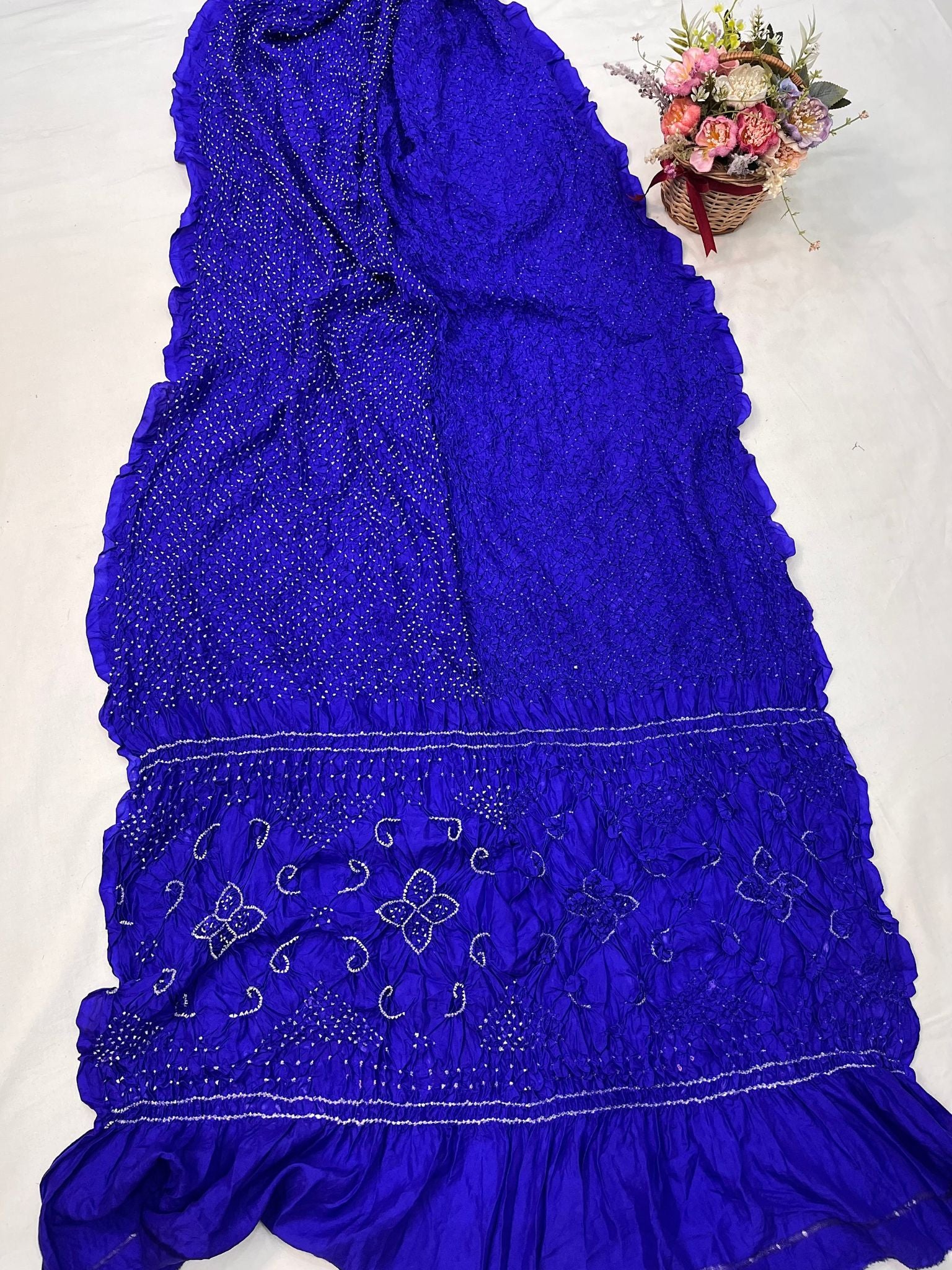 Pure Katan Silk Handloom Bandhej Banarasi Saree