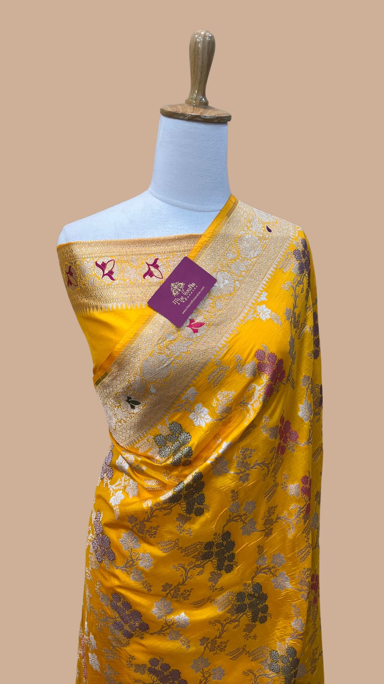 Pure Katan Silk Handloom Banarasi Saree - All over Meenakari Jaal work