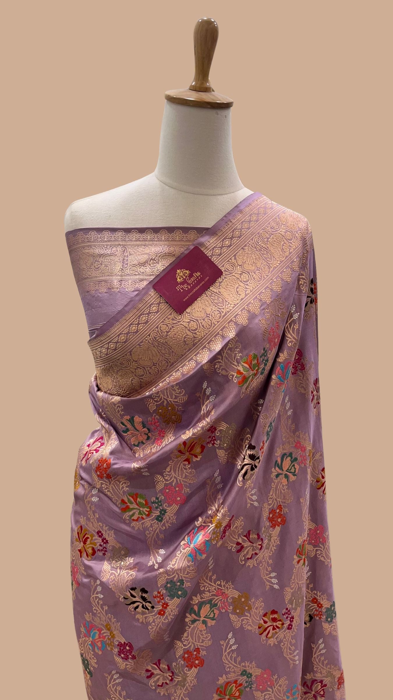 Pure Katan Silk Handloom Banarasi Saree - All Over Kadiyal Multimeena Jangla