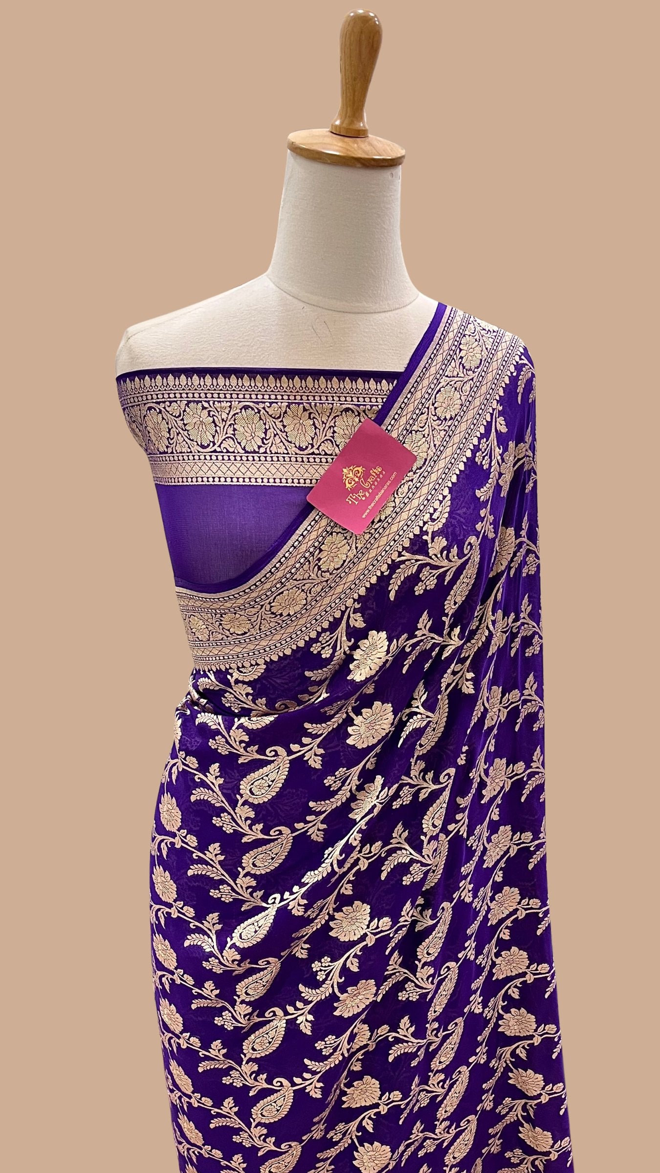 Khaddi Georgette Banarasi Saree - Gold Zari