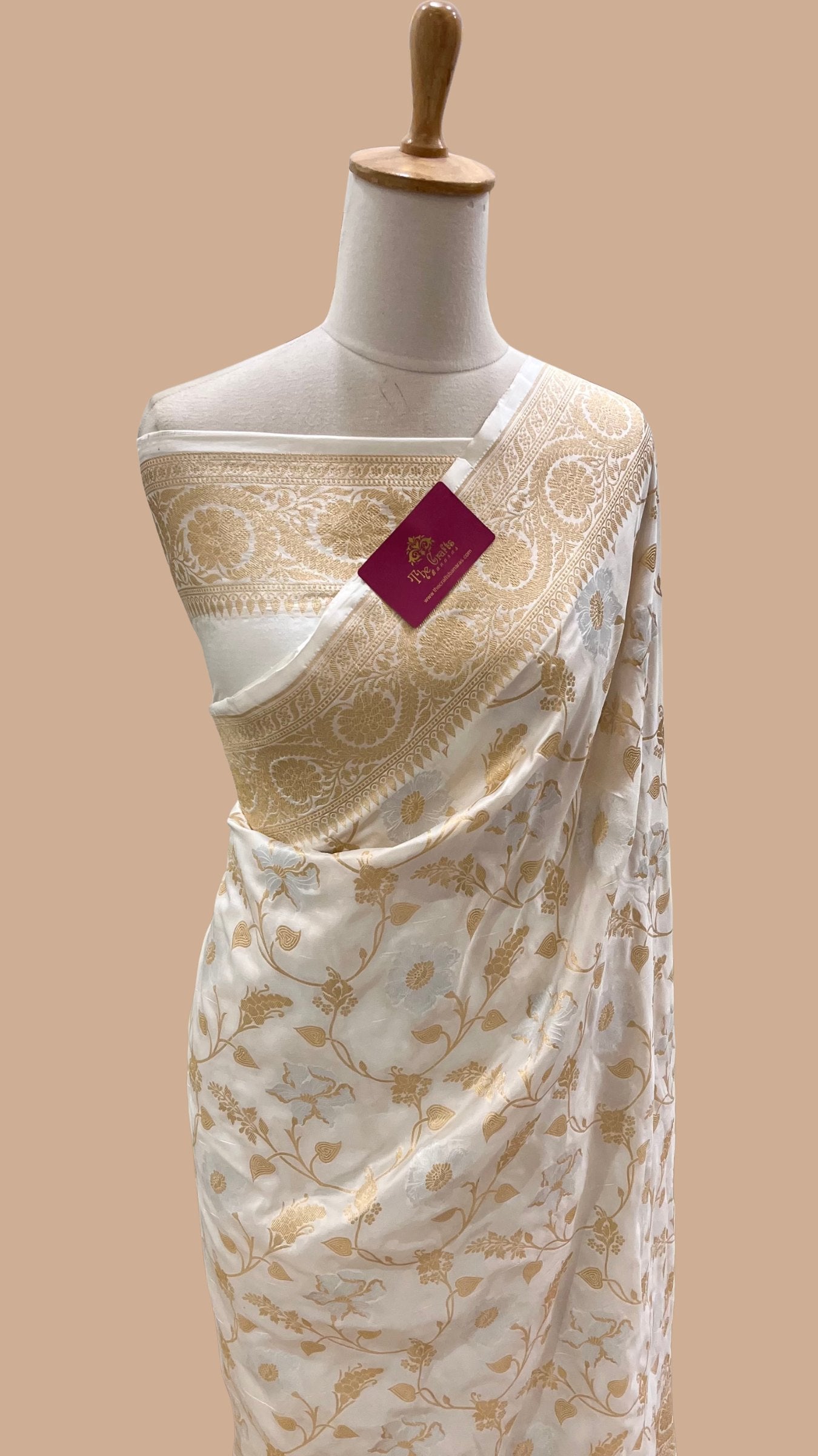 Pure Katan Silk Handloom Banarasi Saree - All over Sona Roopa Jaal work