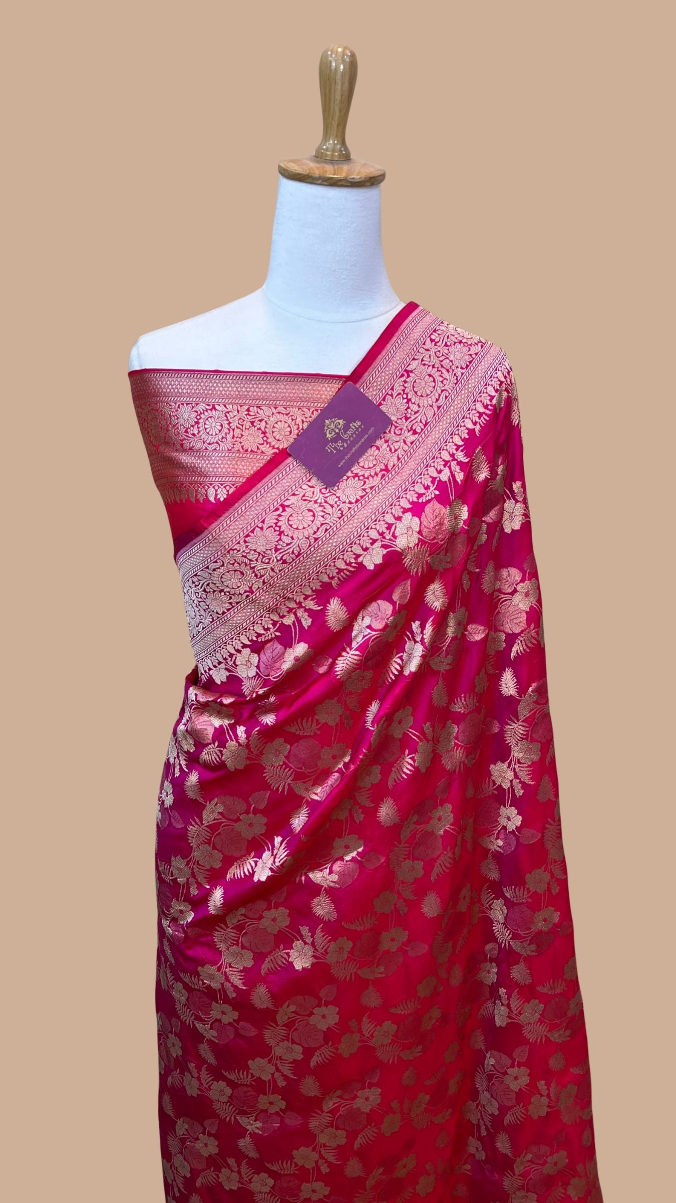 Pure Katan Silk Handloom Banarasi Saree - Jaal work