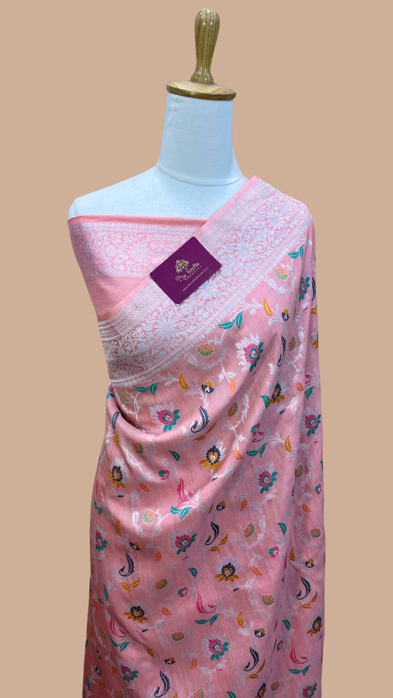 Tussar Georgette Handloom Banarasi Saree - Meenakari all over