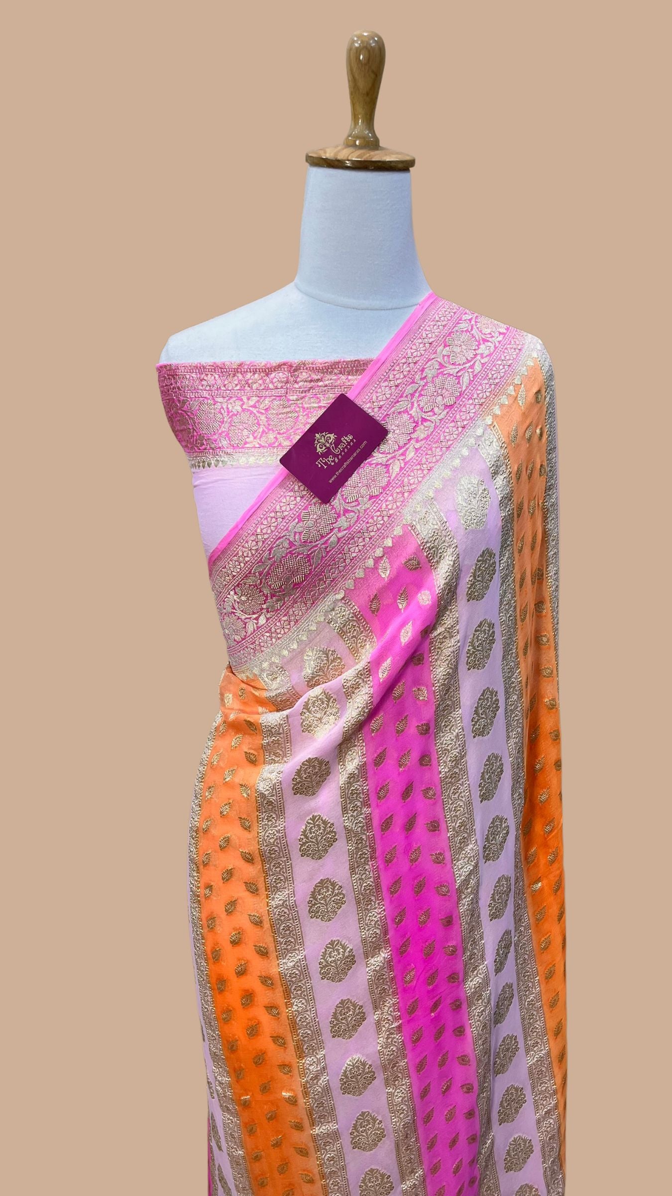 Khaddi Georgette Handloom Banarasi Saree - Water Zari