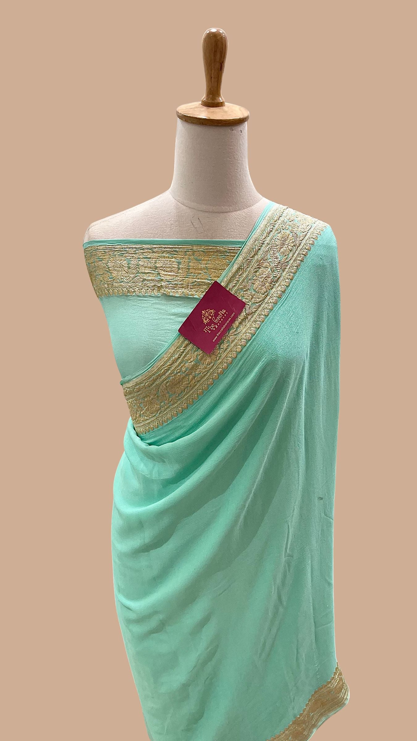 Khaddi Georgette Handloom Banarasi Saree