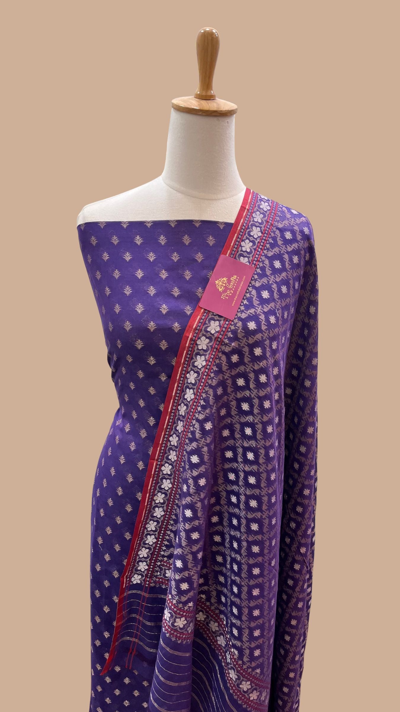 Pure Ektara Cotton Jamdani Banarasi Dress Material