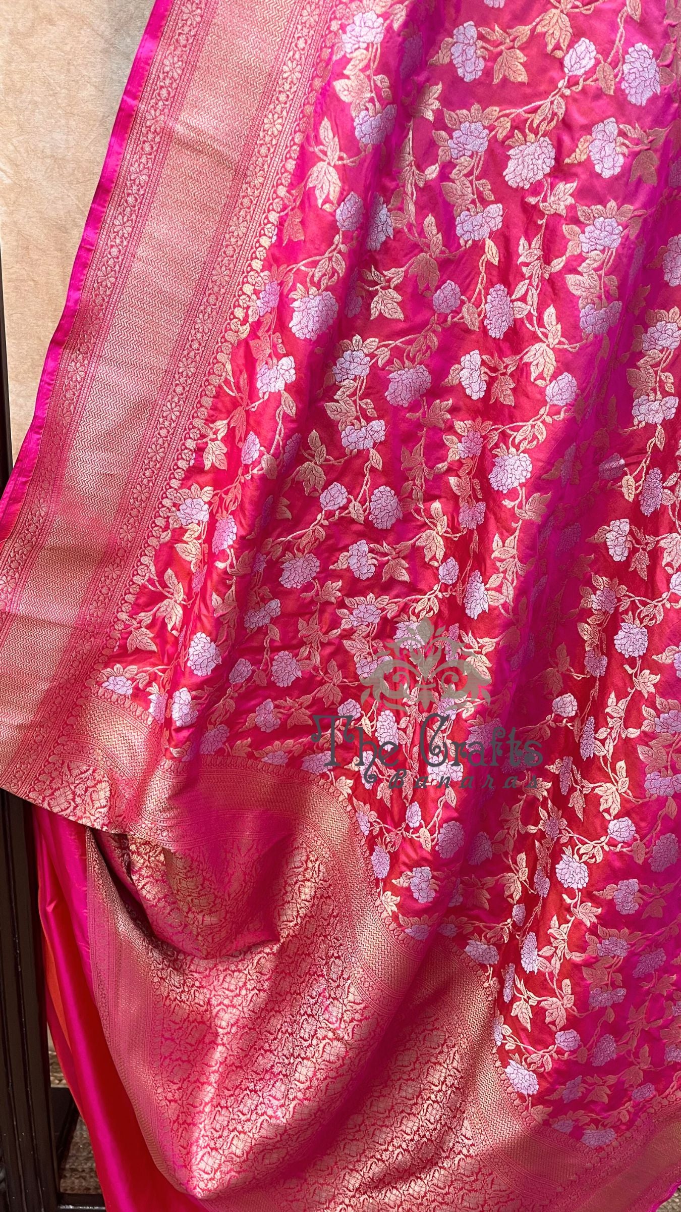 Pure Katan Silk Handloom Banarasi Saree - All over Sona Roopa Jaal work