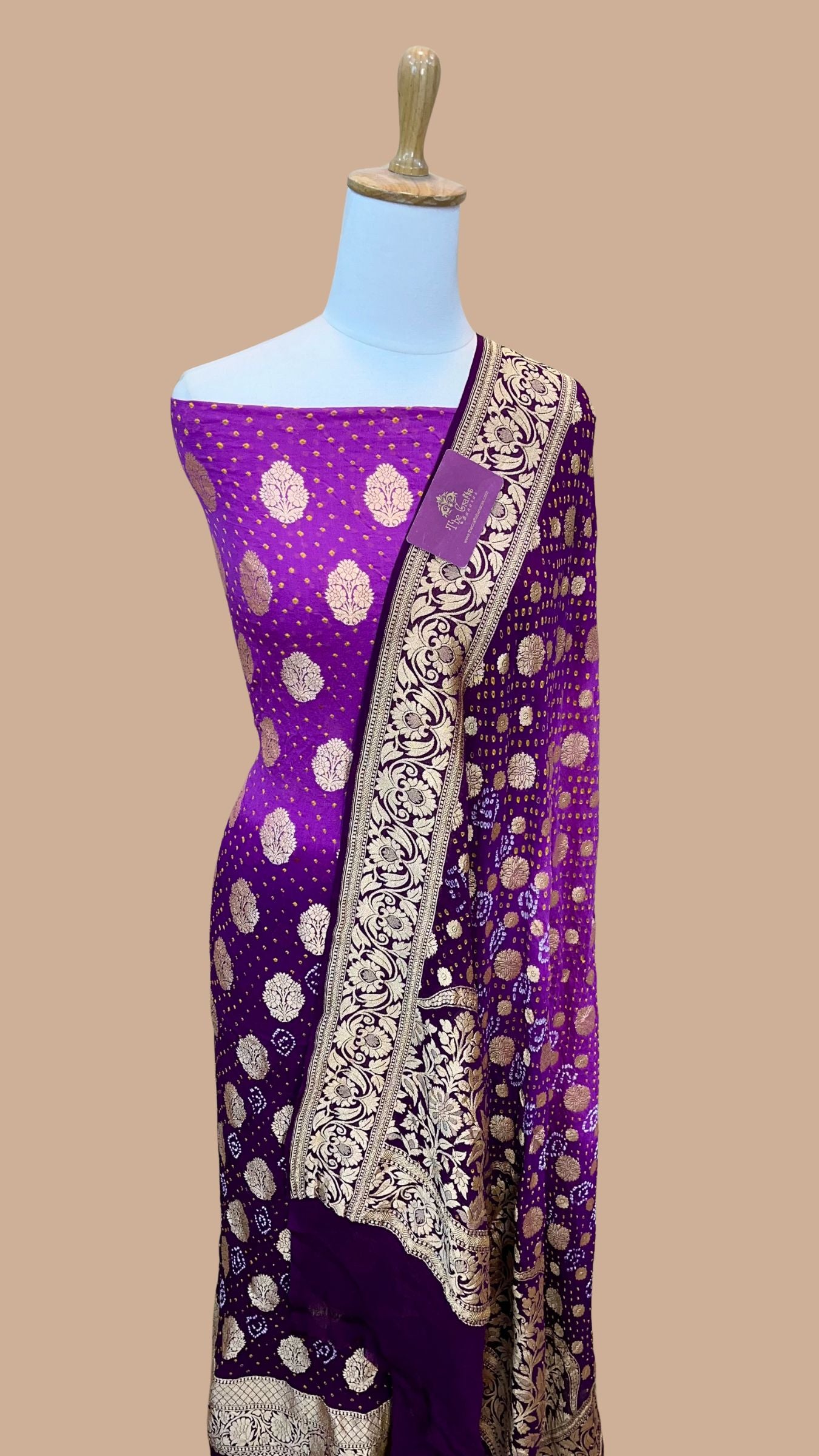 Pure Georgette Banarasi Bandhej Dress Material
