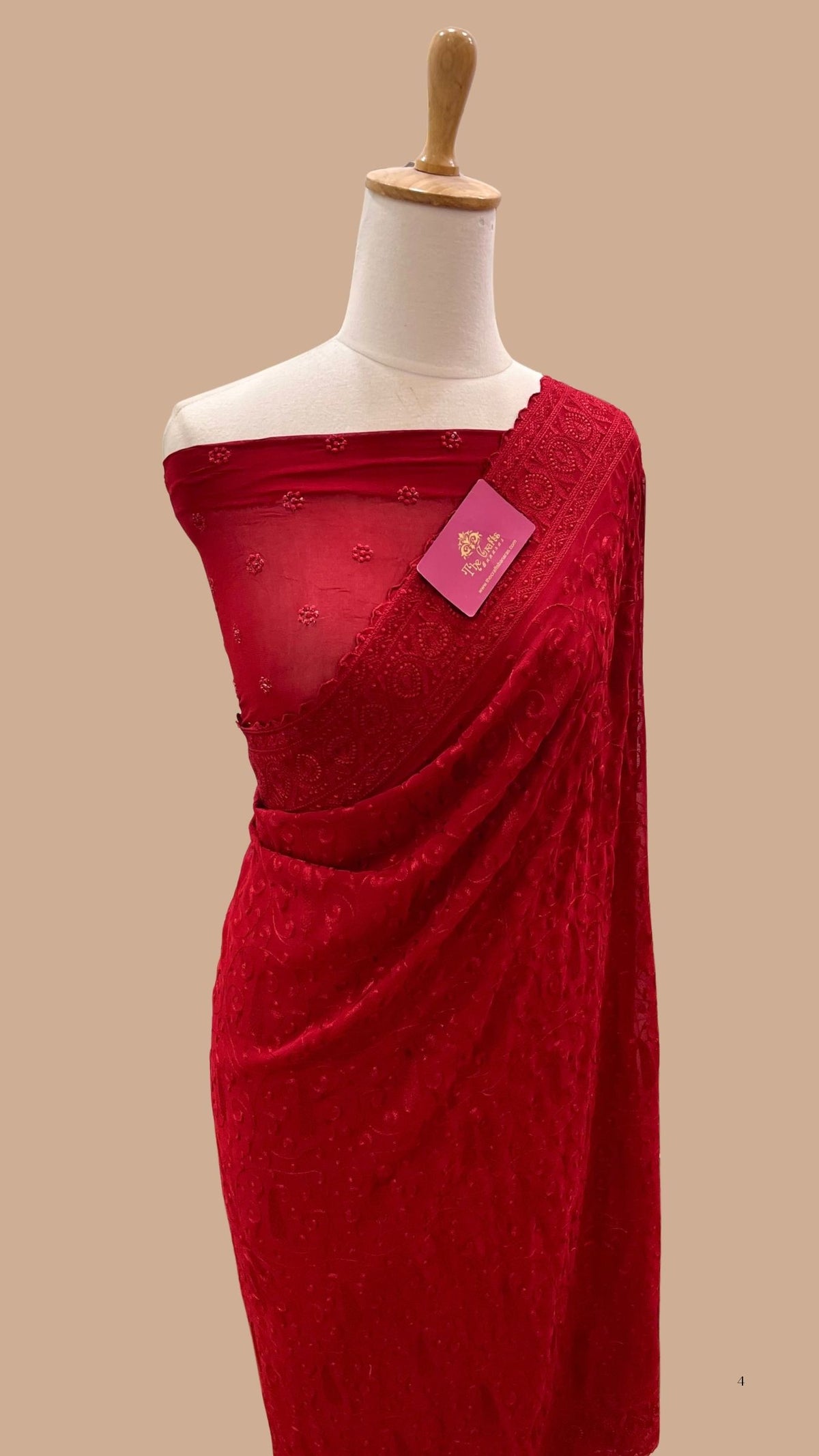 Pure Georgette Chikankari Handloom Banarasi Saree