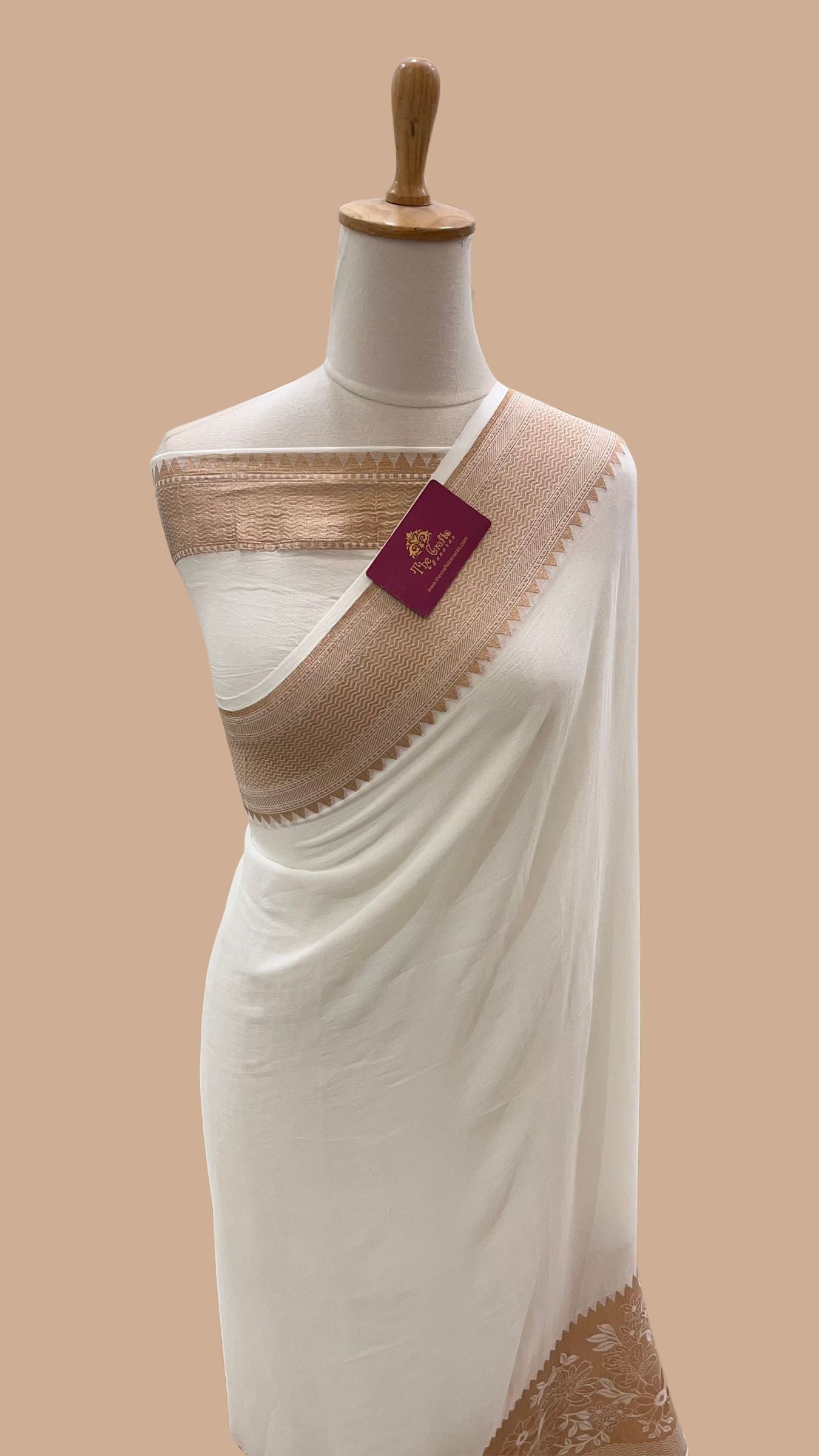Khaddi Georgette Banarasi Saree - Antique Zari