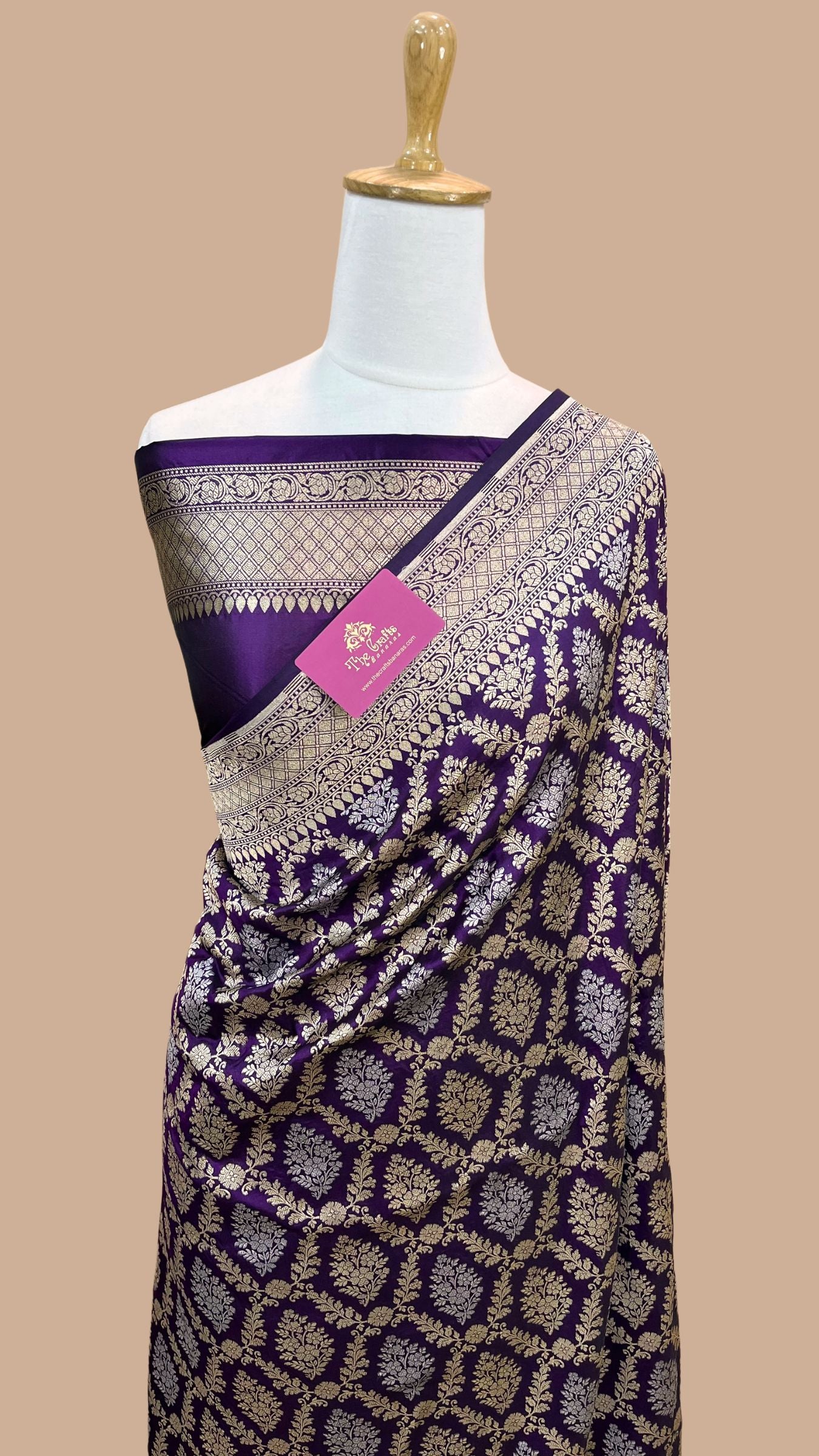 Pure Katan Silk Handloom Banarasi Saree - All over Sona Roopa Jaal work