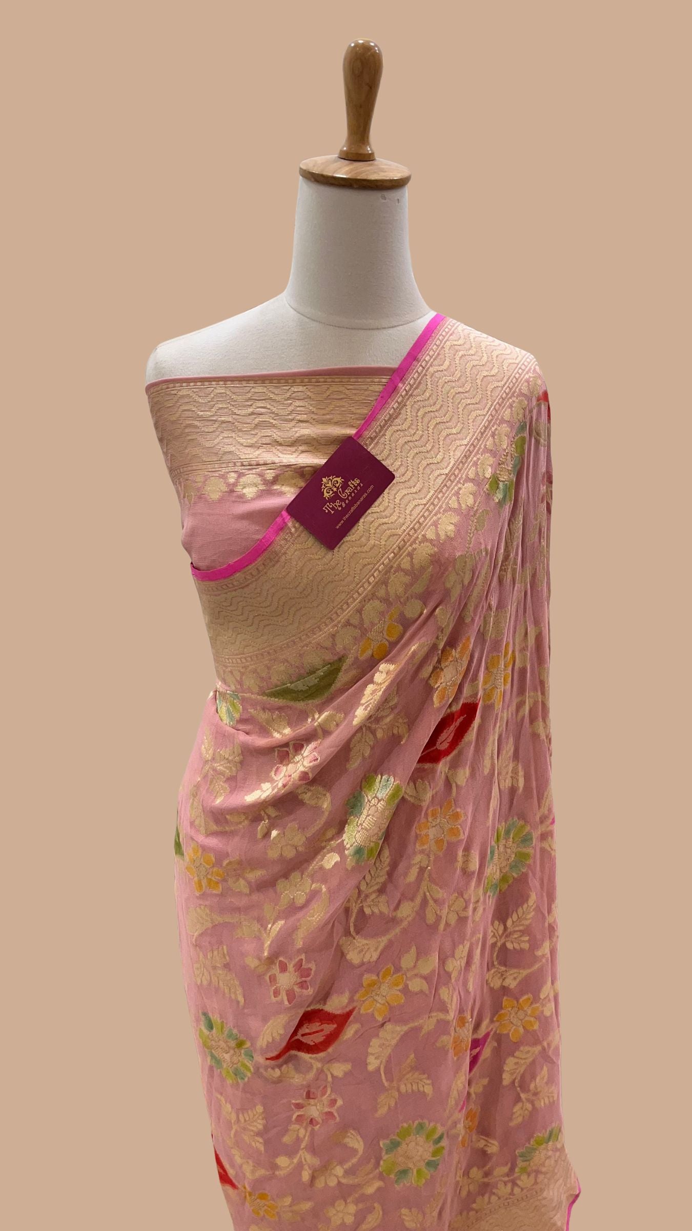 Khaddi Georgette Handloom Banarasi Saree - Water Zari