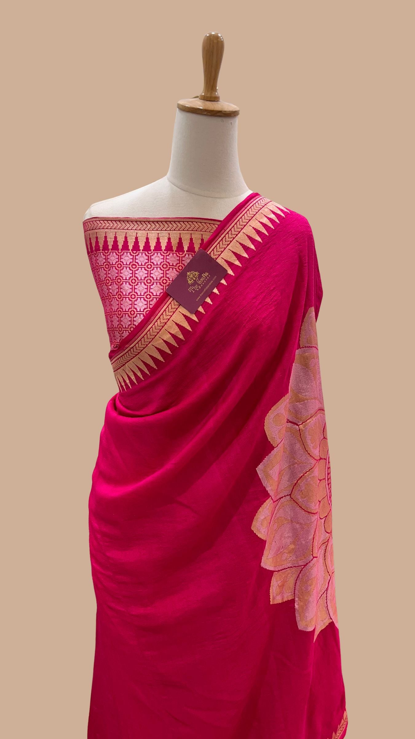 Tussar Georgette Handloom Banarasi Saree - All over Sona Rupa Motifs