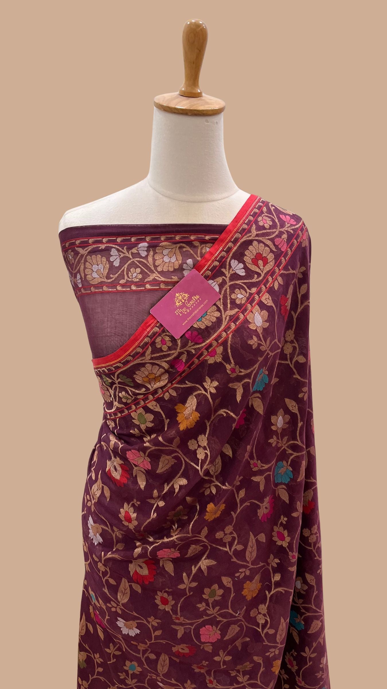 Pure Ektara Cotton Jamdani Banarasi Saree - Tilfi