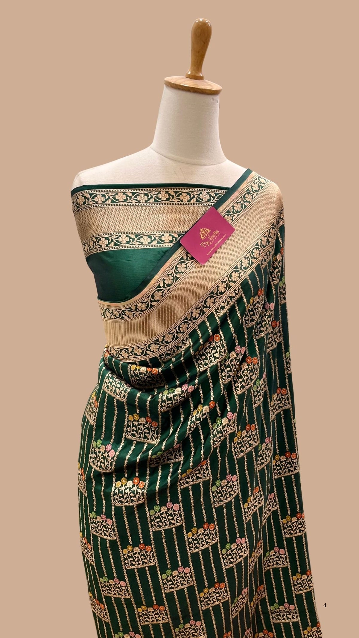 Pure Katan Silk Handloom Banarasi Saree - Jaal Work with Meenakari
