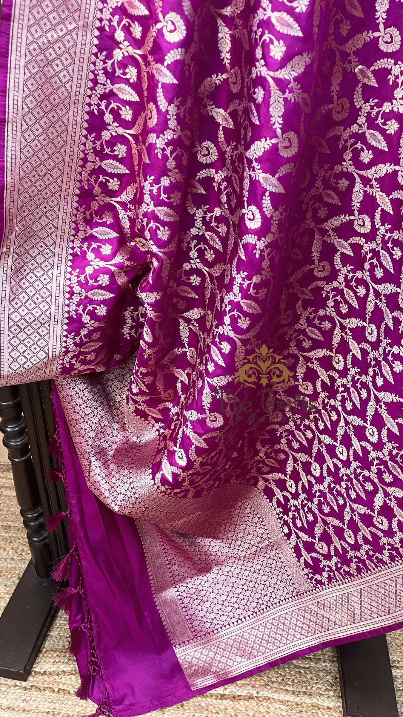 Pure Katan Silk Handloom Banarasi Saree - Jaal work