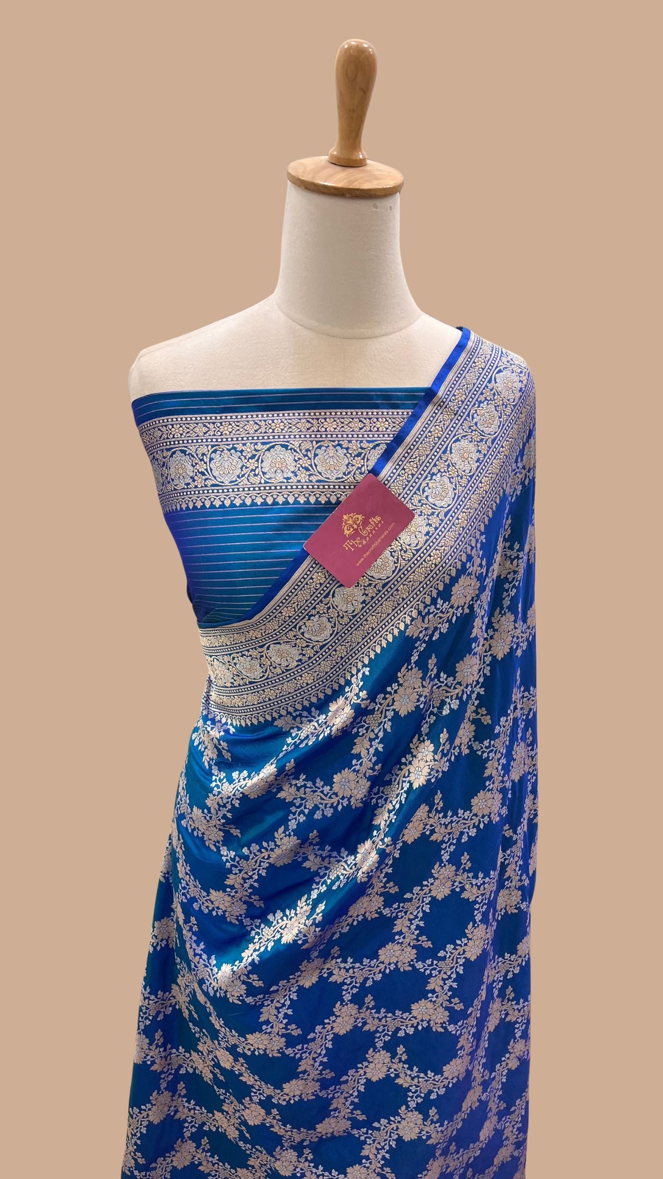 Pure Katan Silk Handloom Banarasi Saree - All Over Sona Rupa Jaal Work