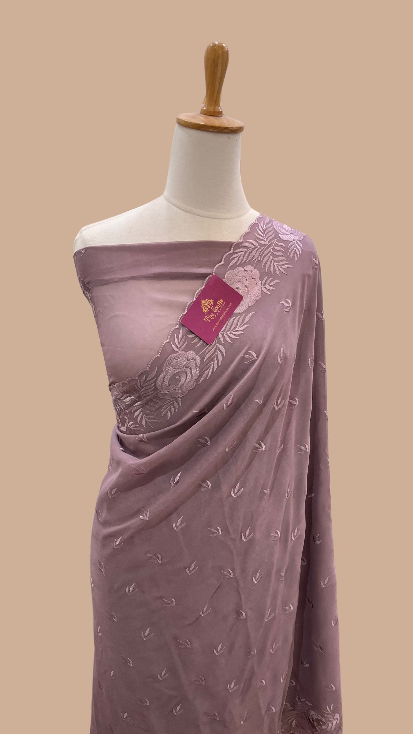 Pure Georgette Chikankari Handloom Banarasi Saree