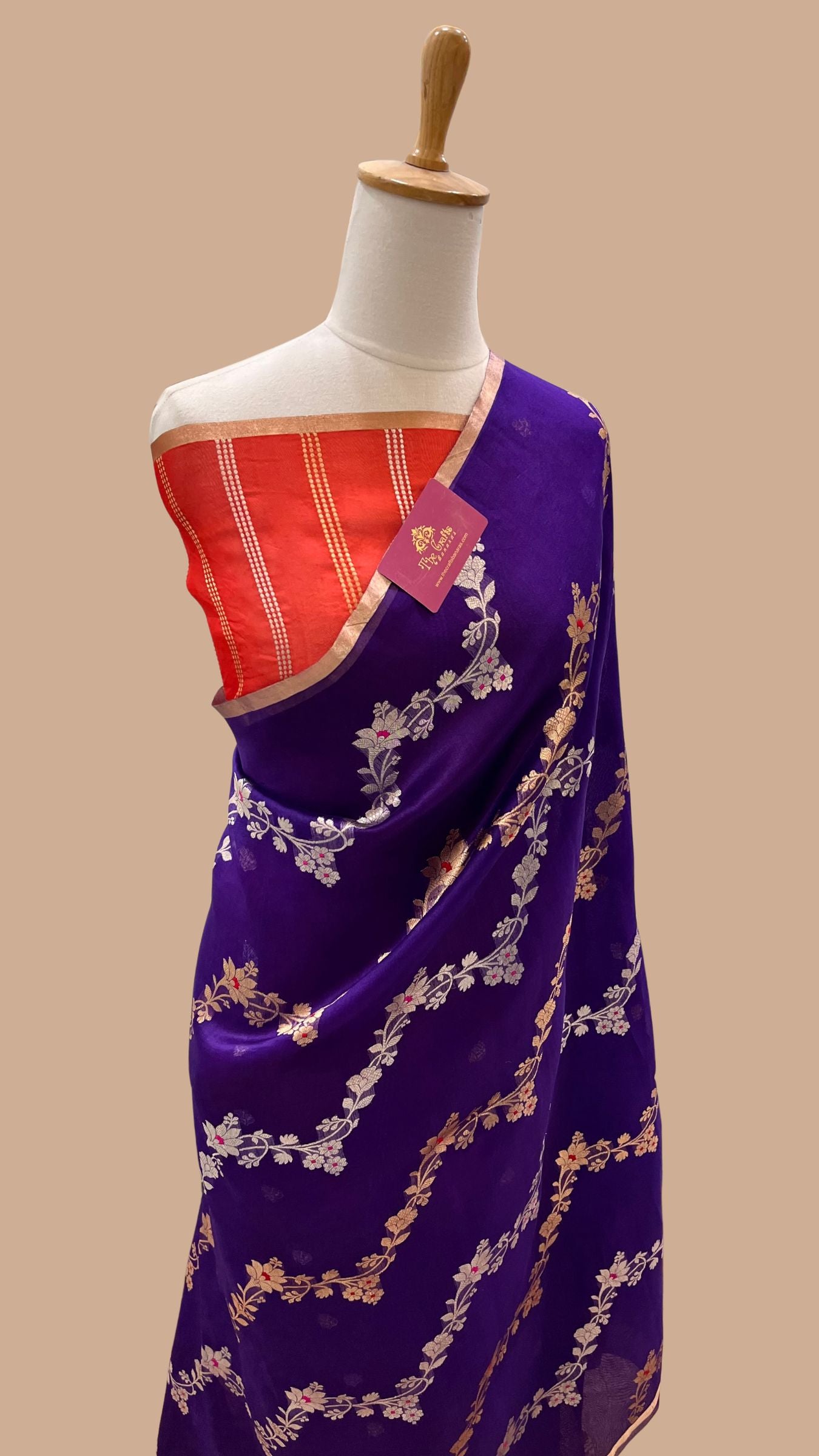 Pure Kora Silk Handloom Banarasi Saree - Kadhua Stripes