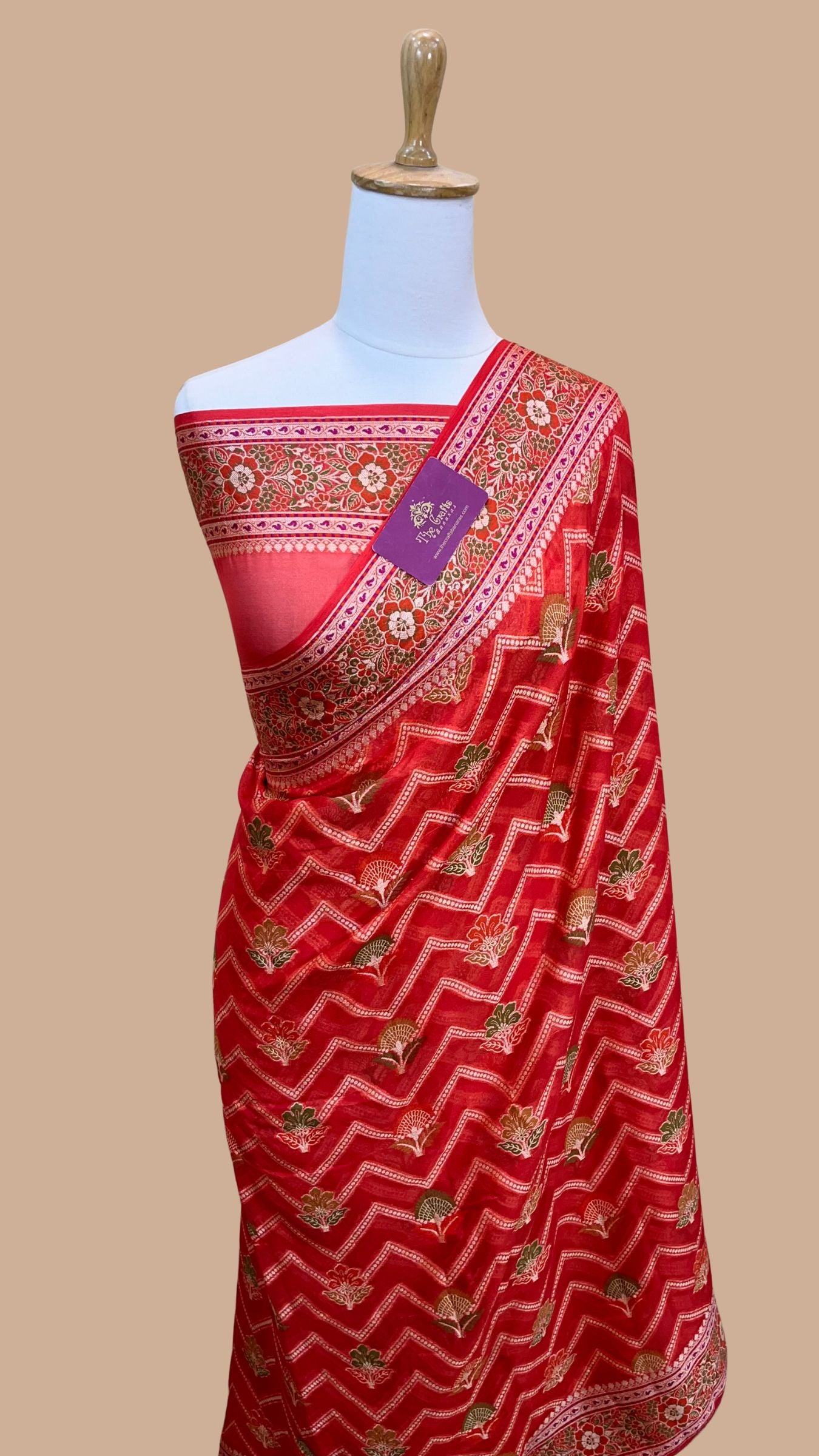 Pure Khaddi Chiffon Banarasi Saree