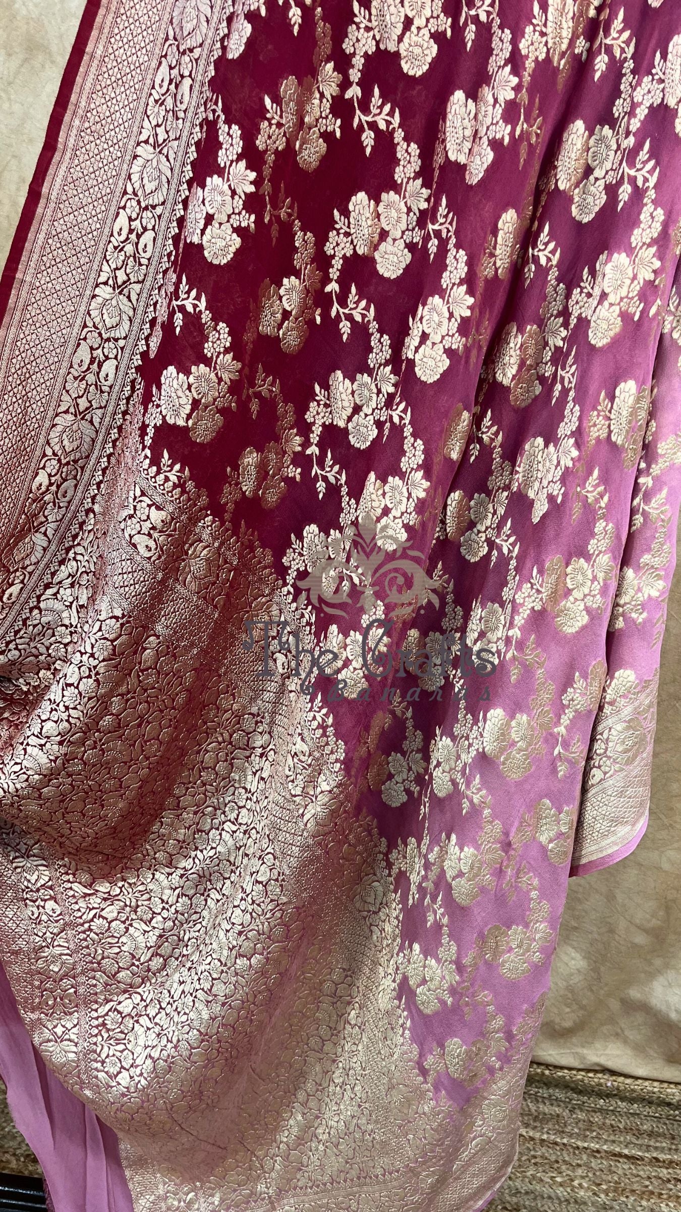 Khaddi Georgette Banarasi Saree - Water Zari