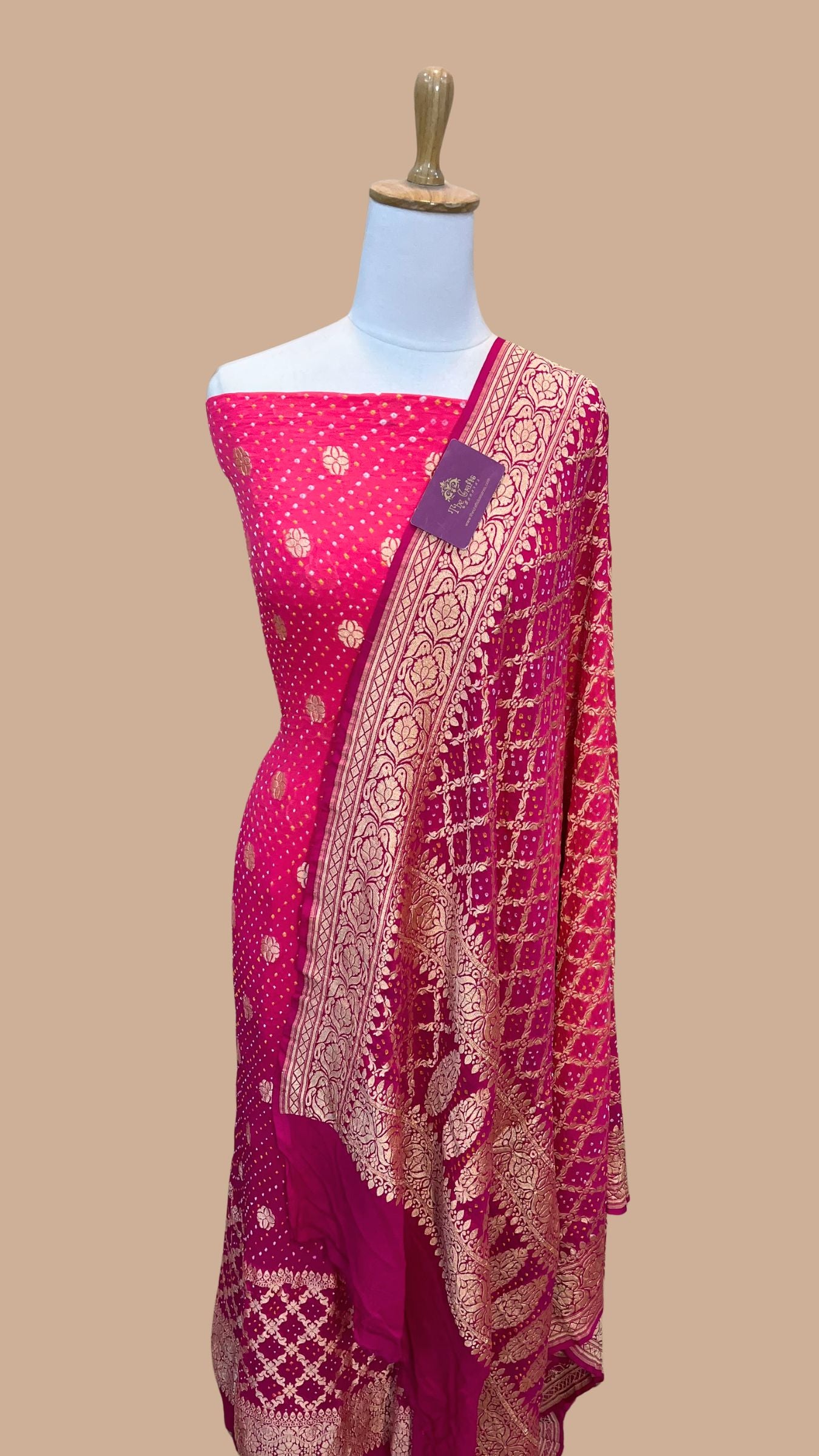 Pure Georgette Banarasi Bandhej Dress Material