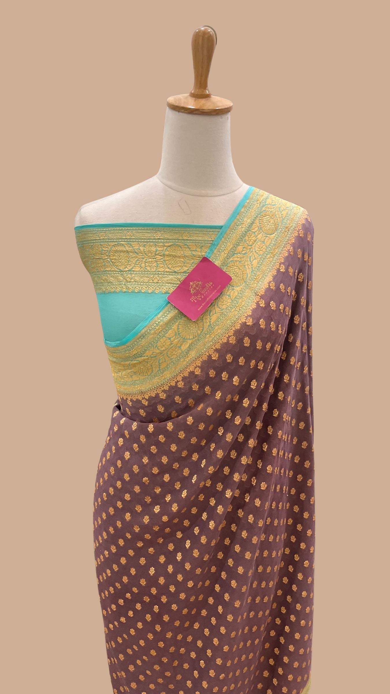 Khaddi Georgette Banarasi Saree - Gold Zari