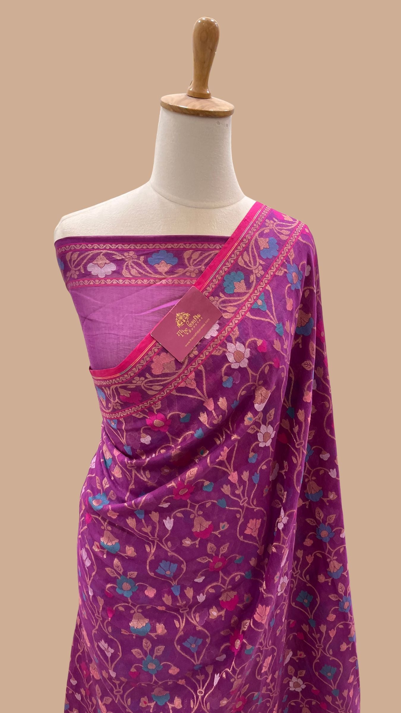 Pure Ektara Cotton Jamdani Banarasi Saree - Tilfi