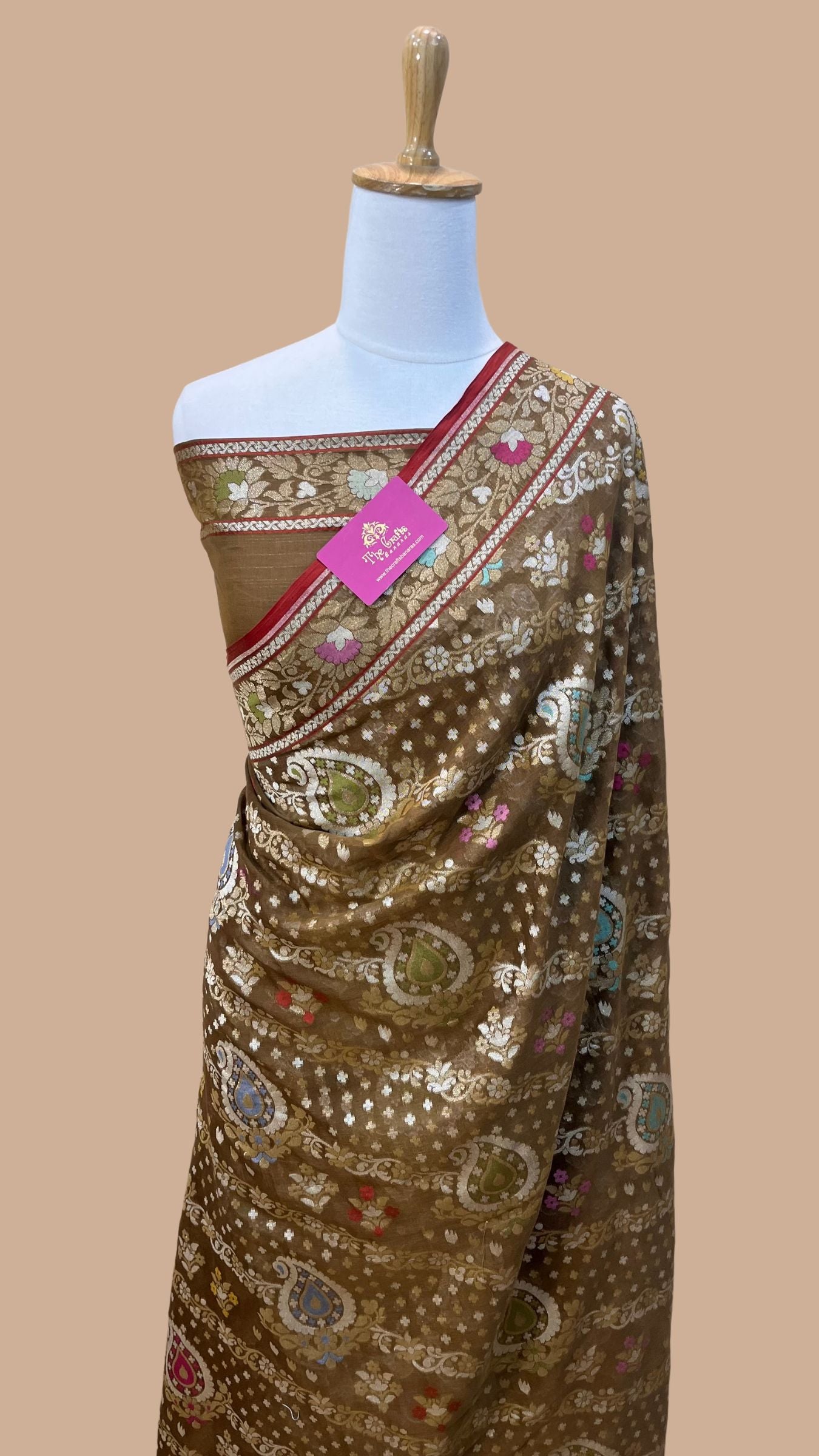 Pure Ektara Cotton Jamdani Banarasi Saree - Tilfi