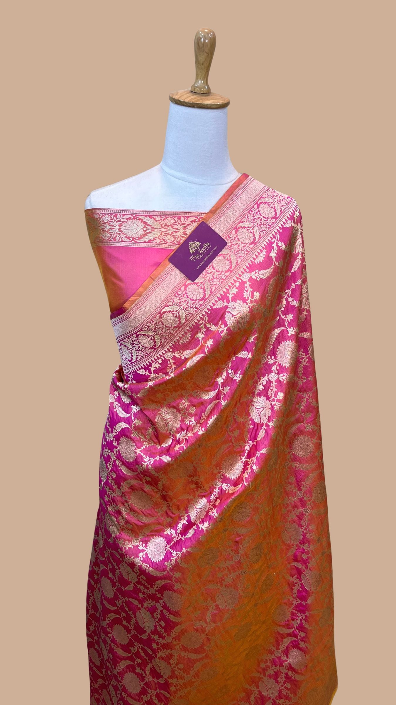 Pure Katan Silk Handloom Banarasi Saree - Jaal work