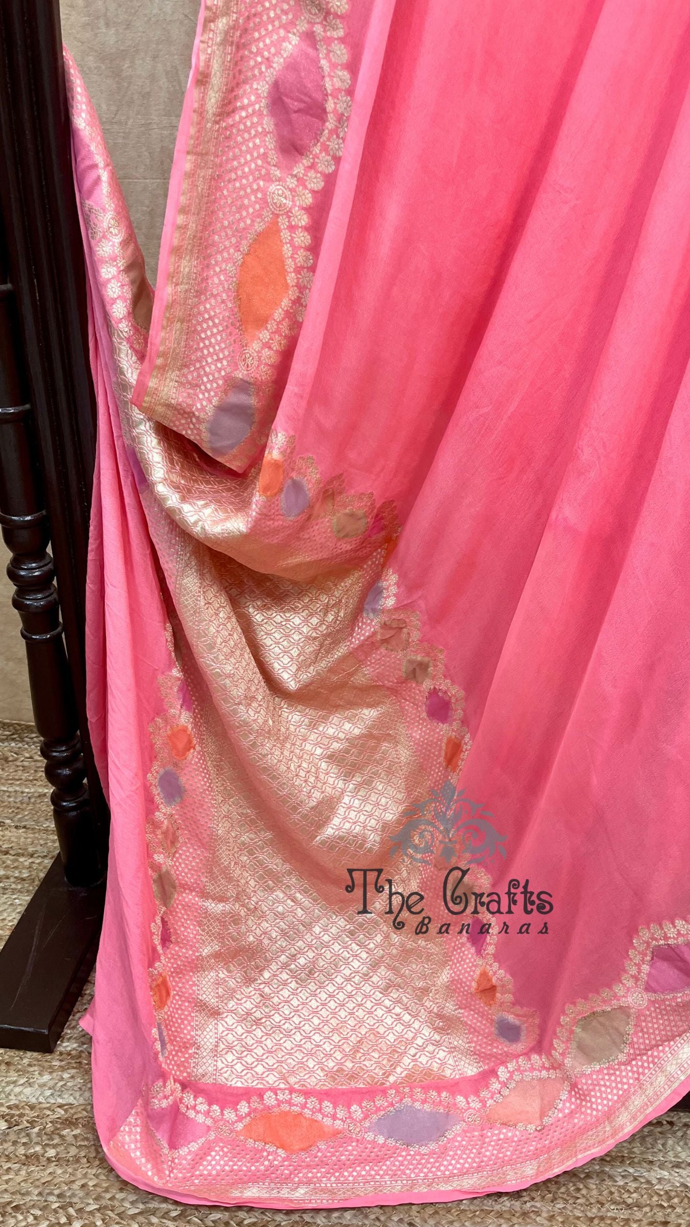 Khaddi Georgette Handloom Banarasi Saree - Water Zari