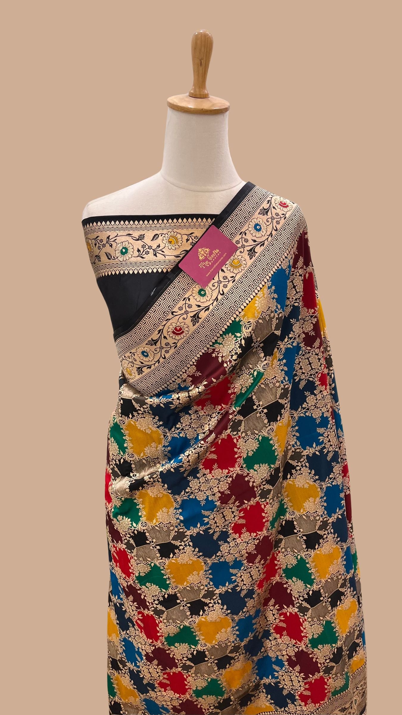 Rangkat Pure Katan Silk Handloom Banarasi Saree - Jaal With Meenakari