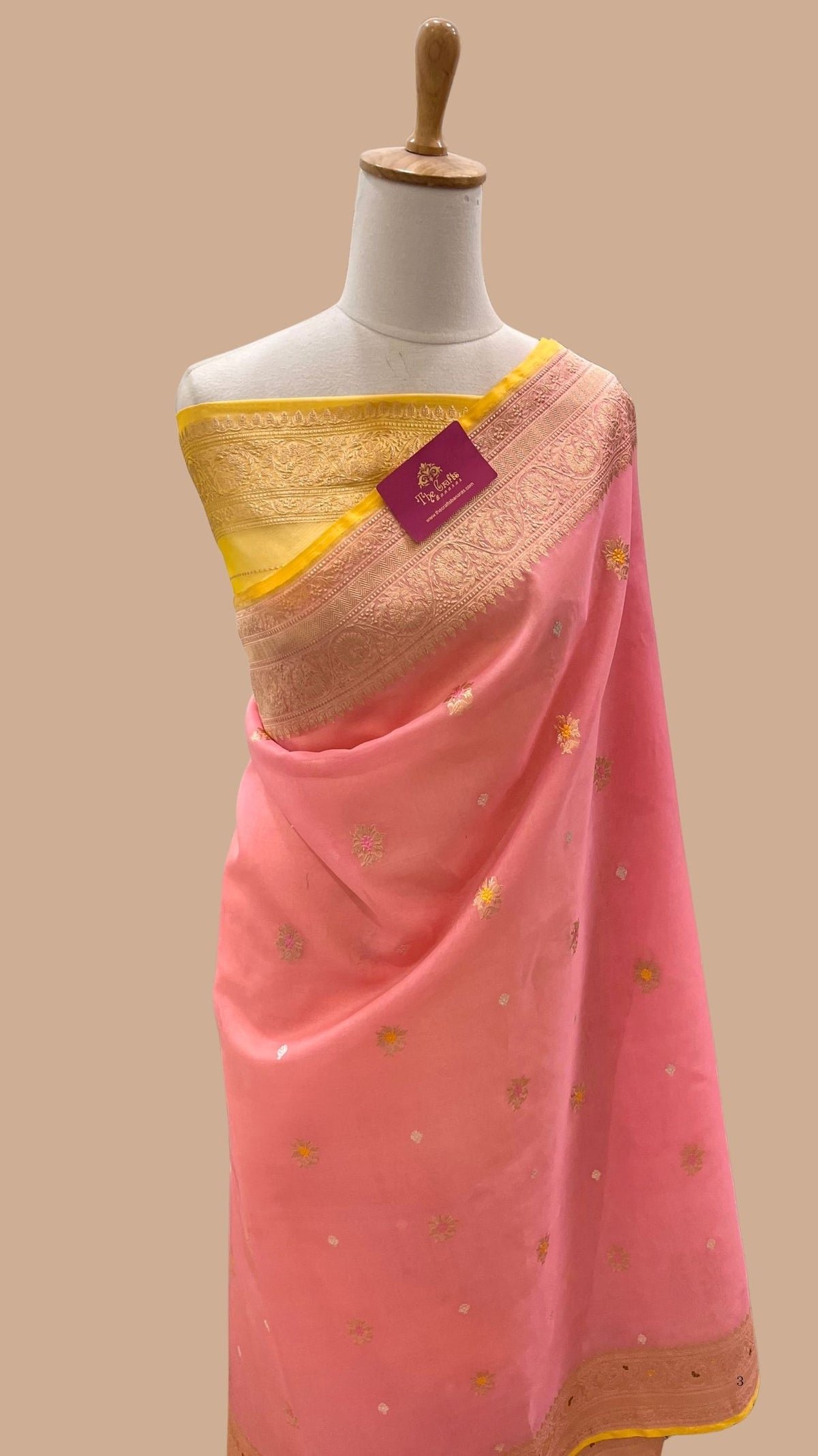 Pure Kora Silk Handloom Banarasi Saree - Kadhua Sona Rupa Bootis with Meenakari Border