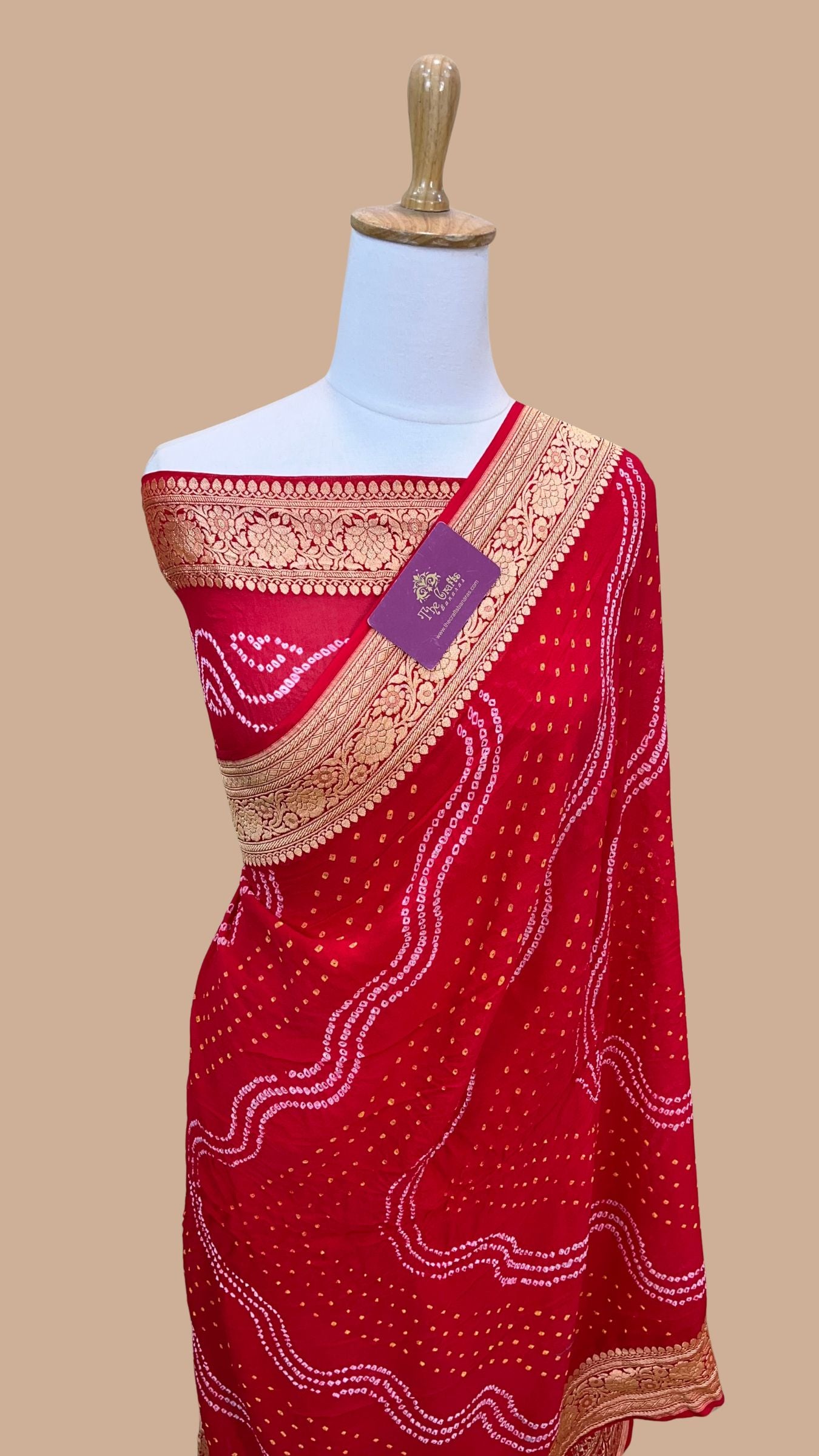 Pure Georgette Banarasi Handloom Bandhej Saree