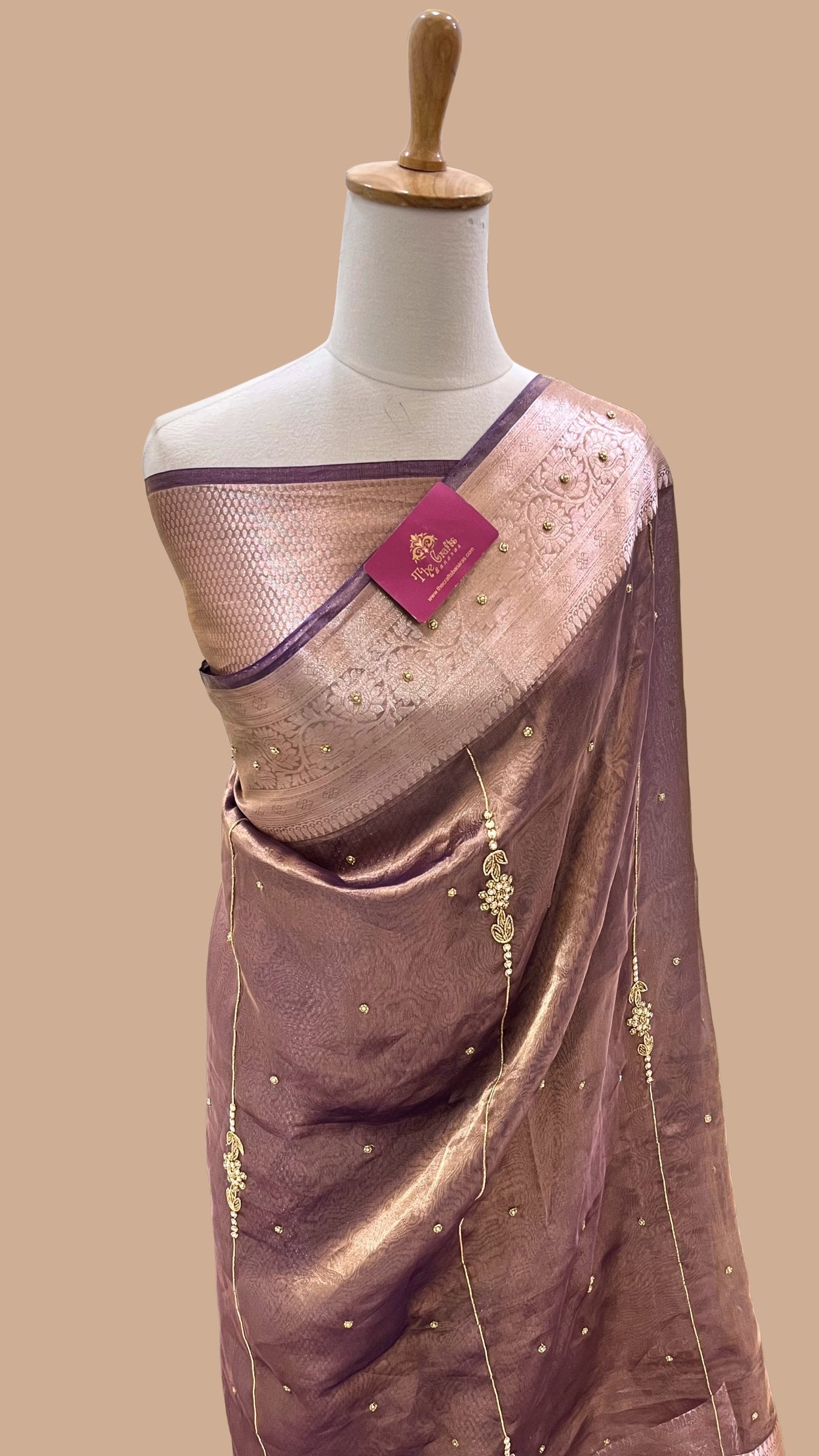 Pure Tissue Silk Banarasi Saree with Sirki & Zardozi Handwork