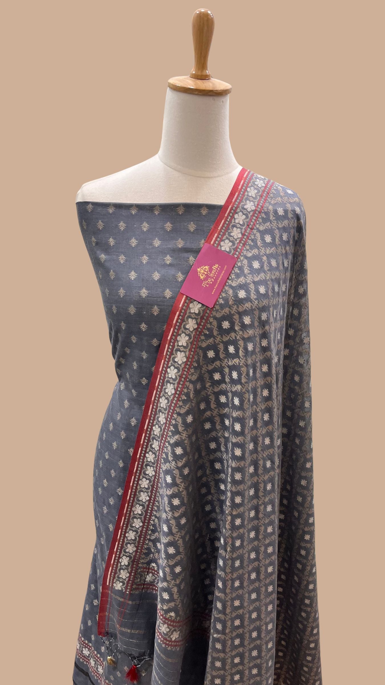 Pure Ektara Cotton Jamdani Banarasi Dress Material