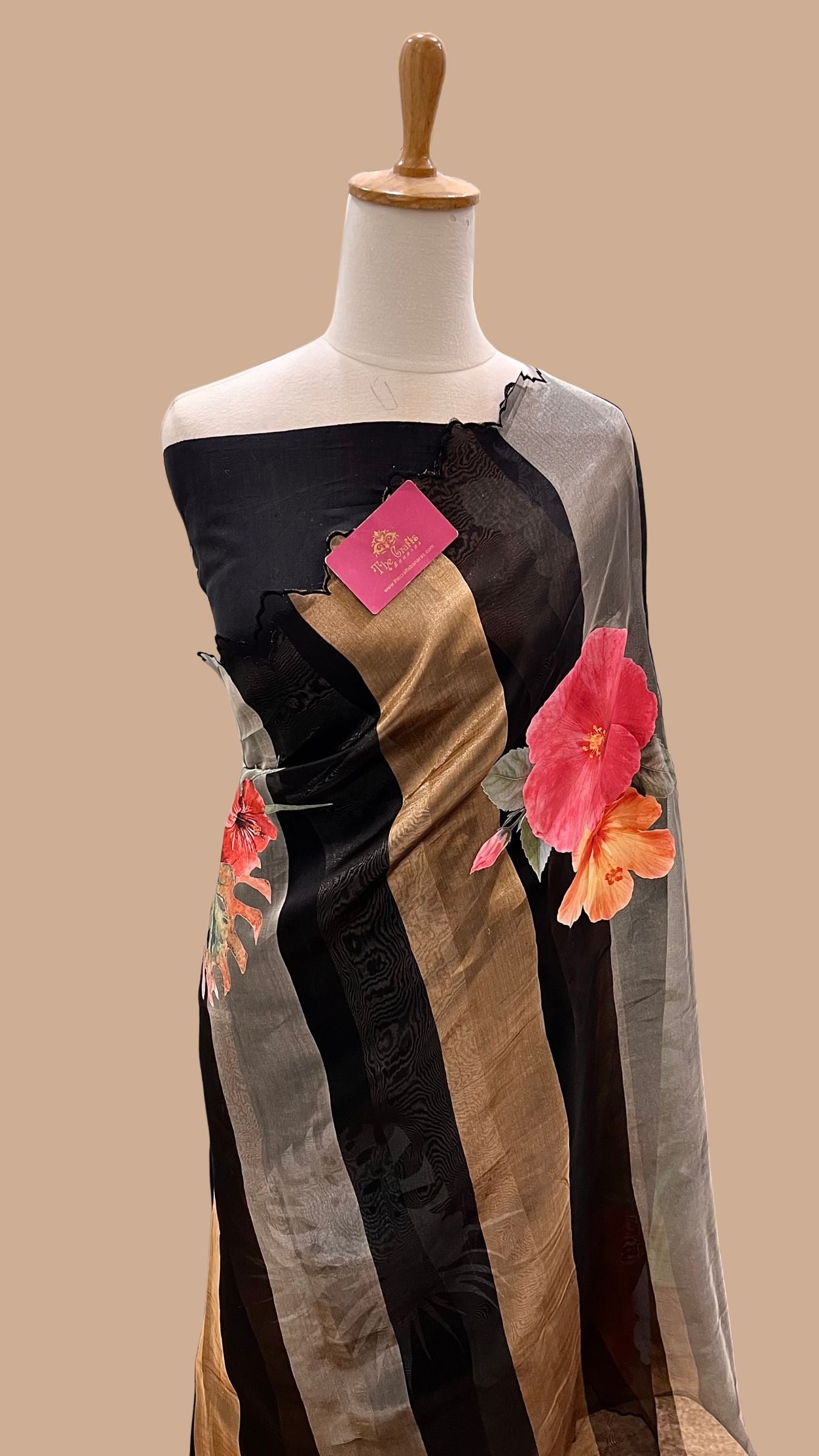 Pure Kora  Tissue Silk Banarasi Saree - with Digital Print